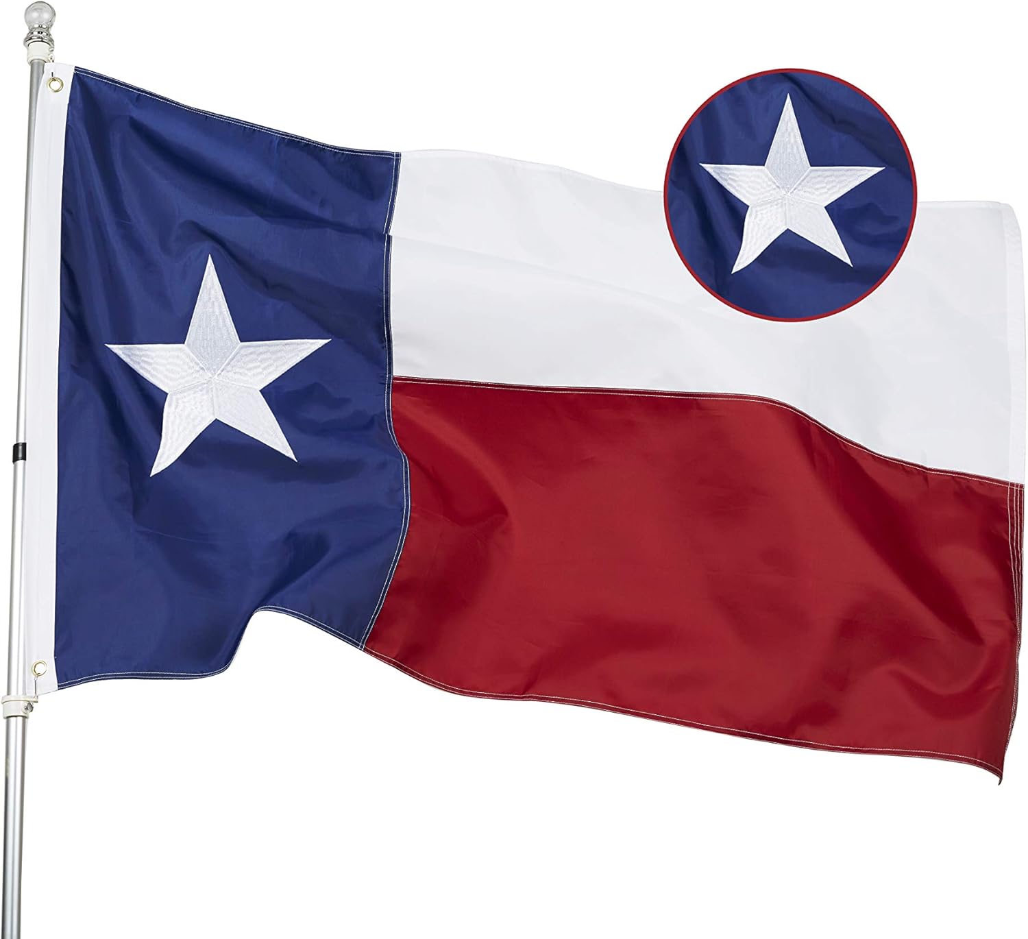 Homissor State of Texas 3x5 Feet Flag - Embroidered Sewn Heavy Duty 210D Oxford...