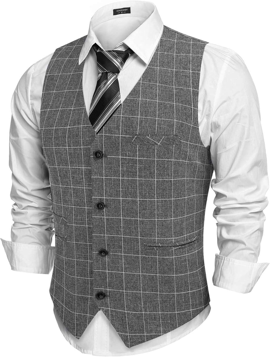 COOFANDY Men's Casual Business Vests Lightweight Waistcoat Slim Fit Suit Vest Sm...