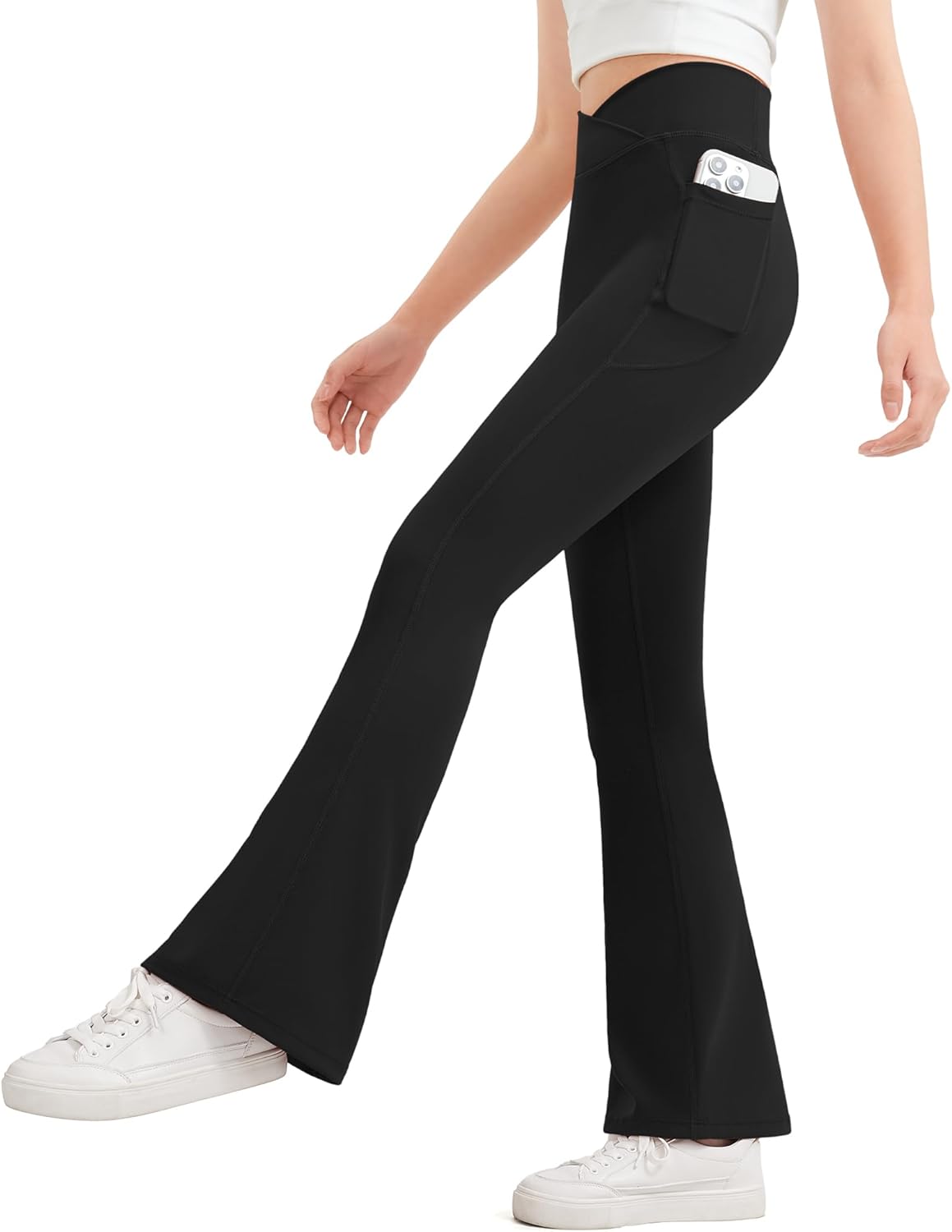 JOCMIC Girls Flare Leggings Kids Bell Bottom Cross High Waisted Dance Yoga Flare...