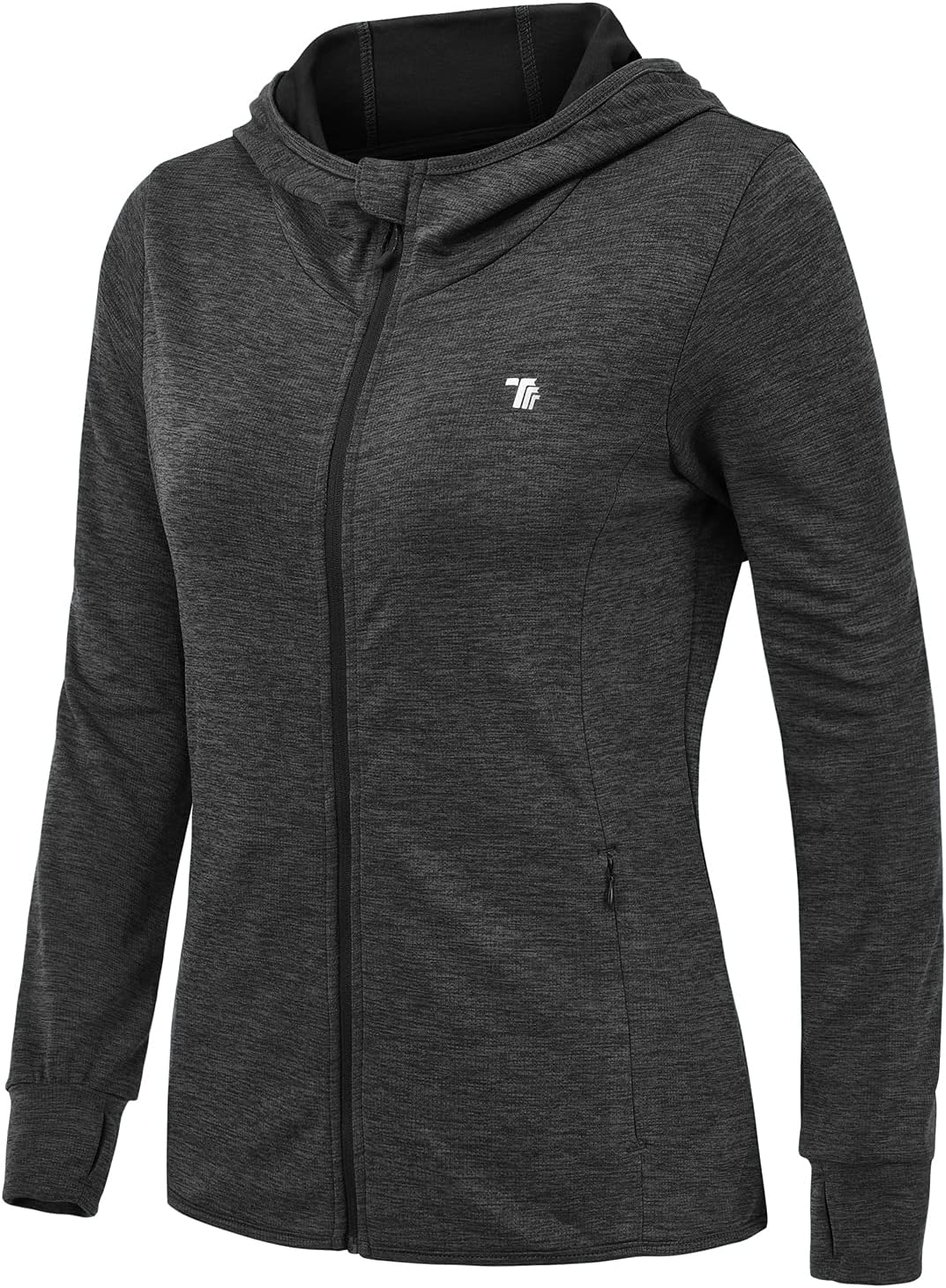 donhobo Women's Running Jackets with Thumb Hole,Long Sleeve Gym Sport Zip Up Hoo...