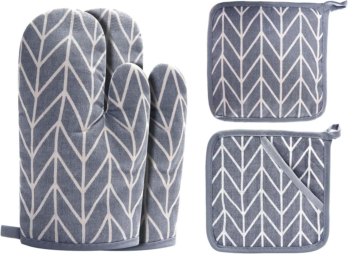 Oven Mitts and Potholders BBQ Gloves-Oven Mitts and Pot Holders with Recycled In...
