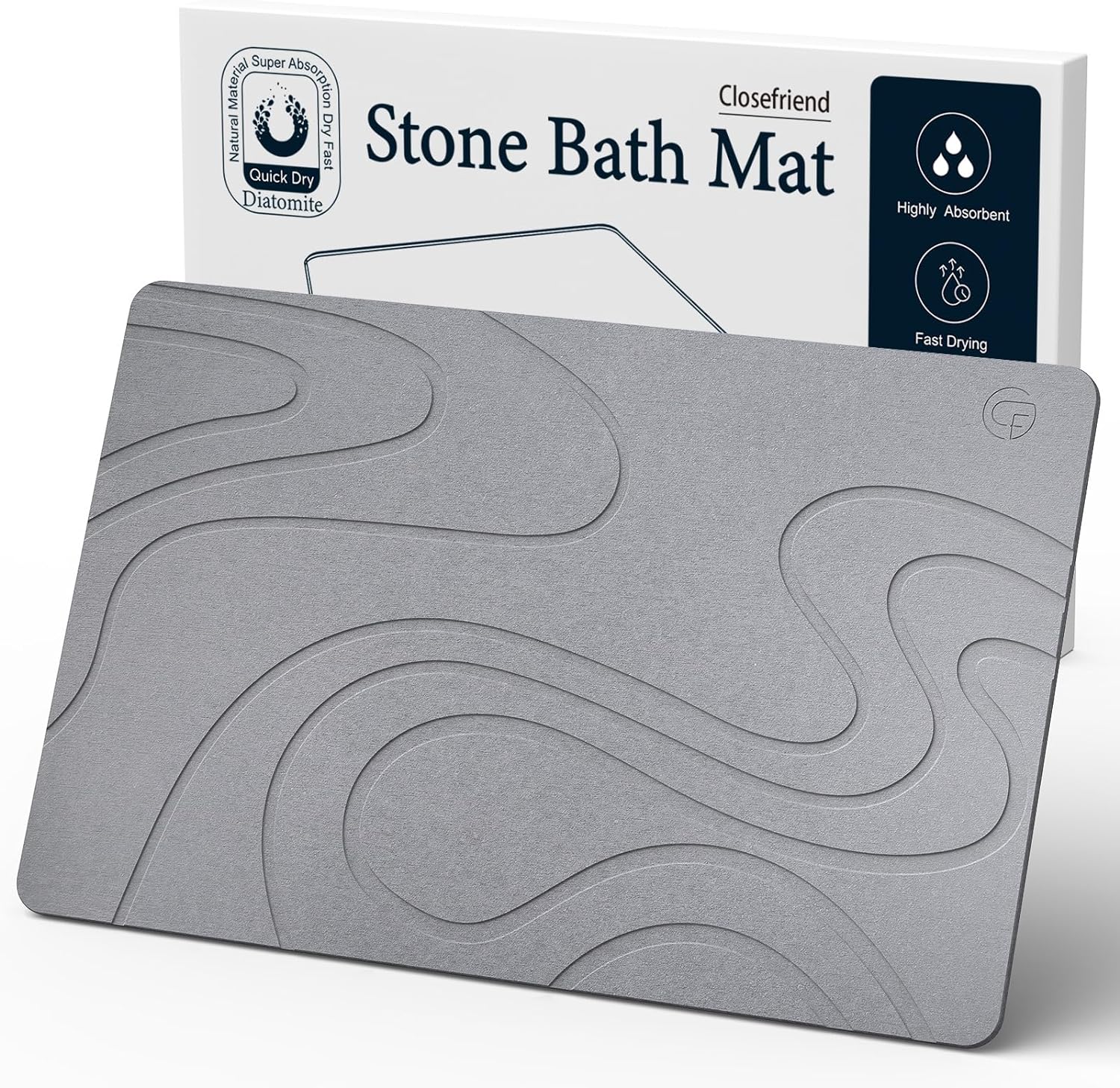 Closefriend Diatomite Stone Bath Mat - Fast Drying Bathroom Mat Stone, Diatomace...