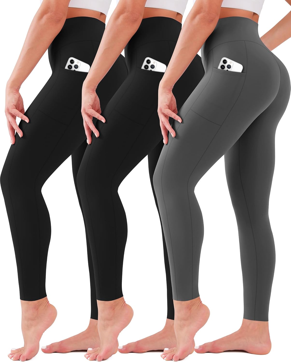 3 Pack Leggings for Women High Waisted No See-Through Tummy Control Soft Yoga Pa...