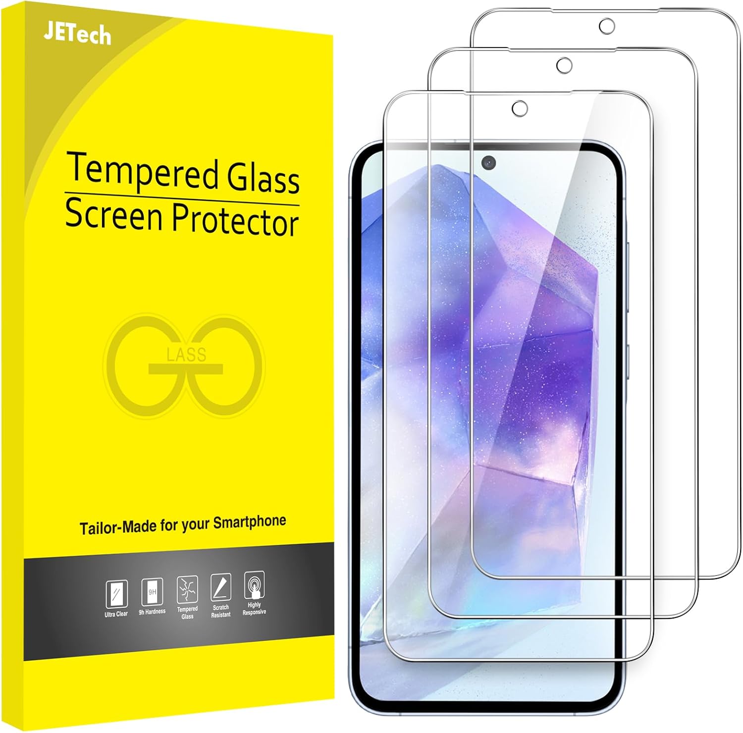 JETech Screen Protector for Samsung Galaxy A55 5G 6.6-Inch, 9H Tempered Glass Fi...