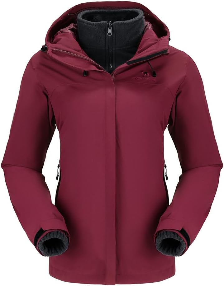 CAMEL CROWN Women's Ski Jacket Waterproof 3 in 1 Winter Coat with Fleece Inner W...