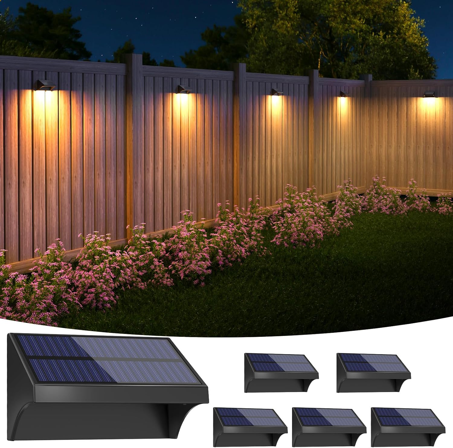 NIORSUN Fence Lights Solar Powered,Solar Fence Lights with Warm White/Cool White...