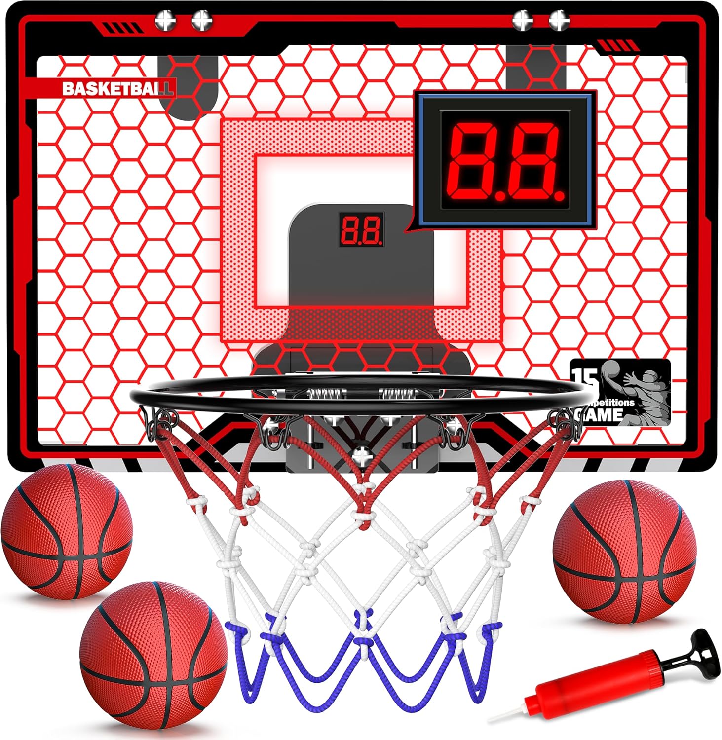 HopeRock Indoor Basketball Hoop for Kids, Over The Door Mini Basketball Hoops, L...