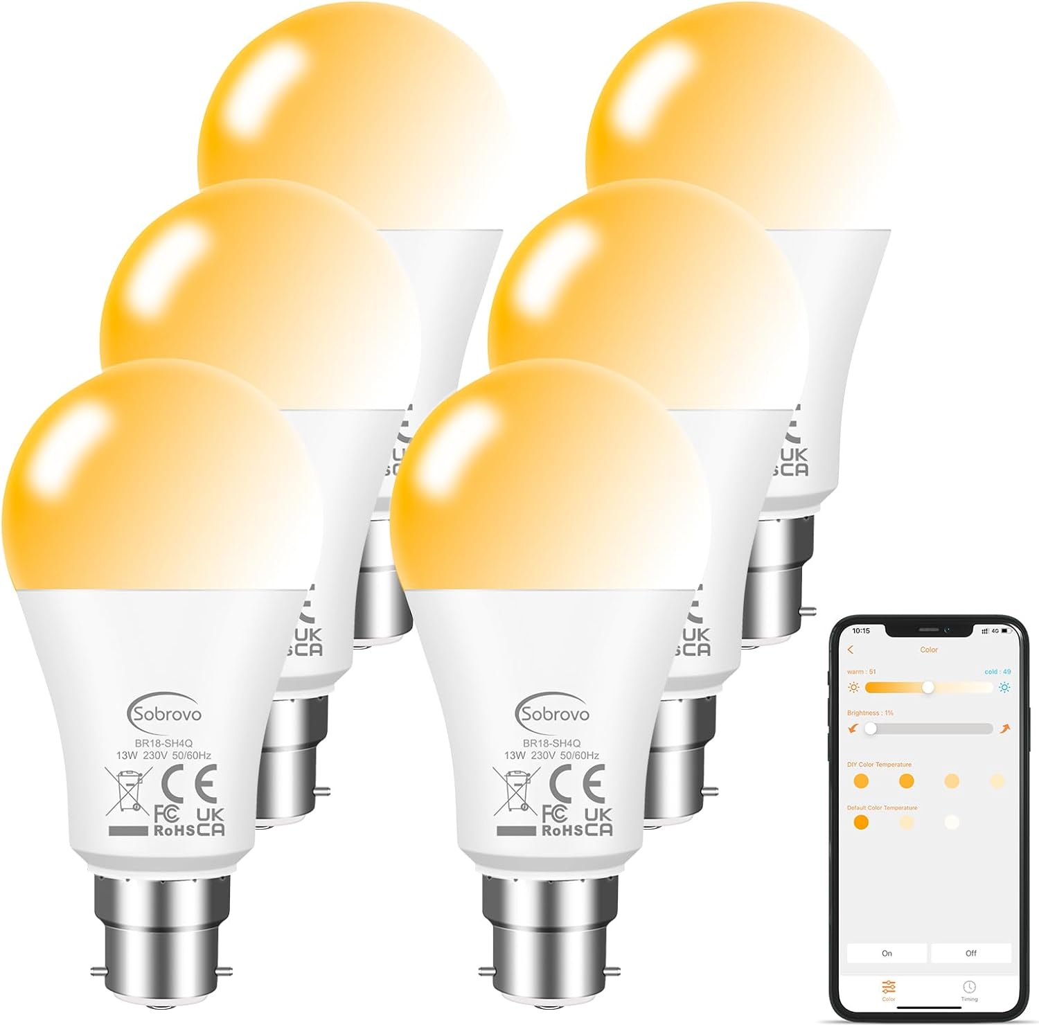 LED Smart Light Bulb Work with Alexa, 13W Warm White-White 2700K-6000K Remote Li...