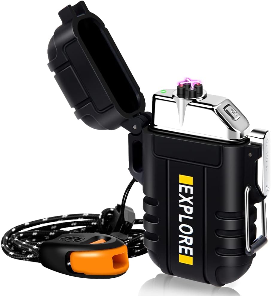 Electric Lighter Rechargeable USB Plasma Arc Lighter, Windproof and Waterproof L...