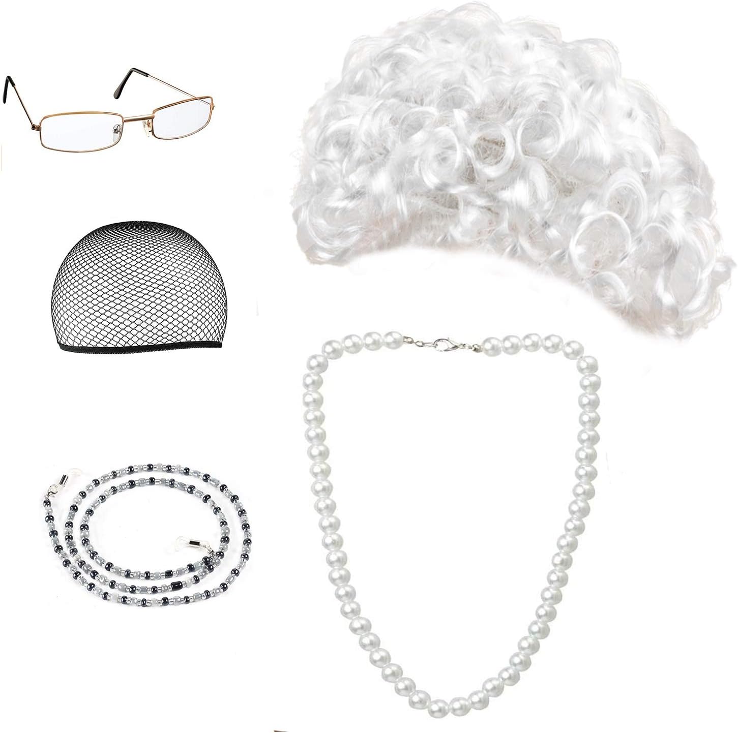 Beelittle Old Lady Costume Cosplay Grandma Granny Wig Great for Halloween Christ...