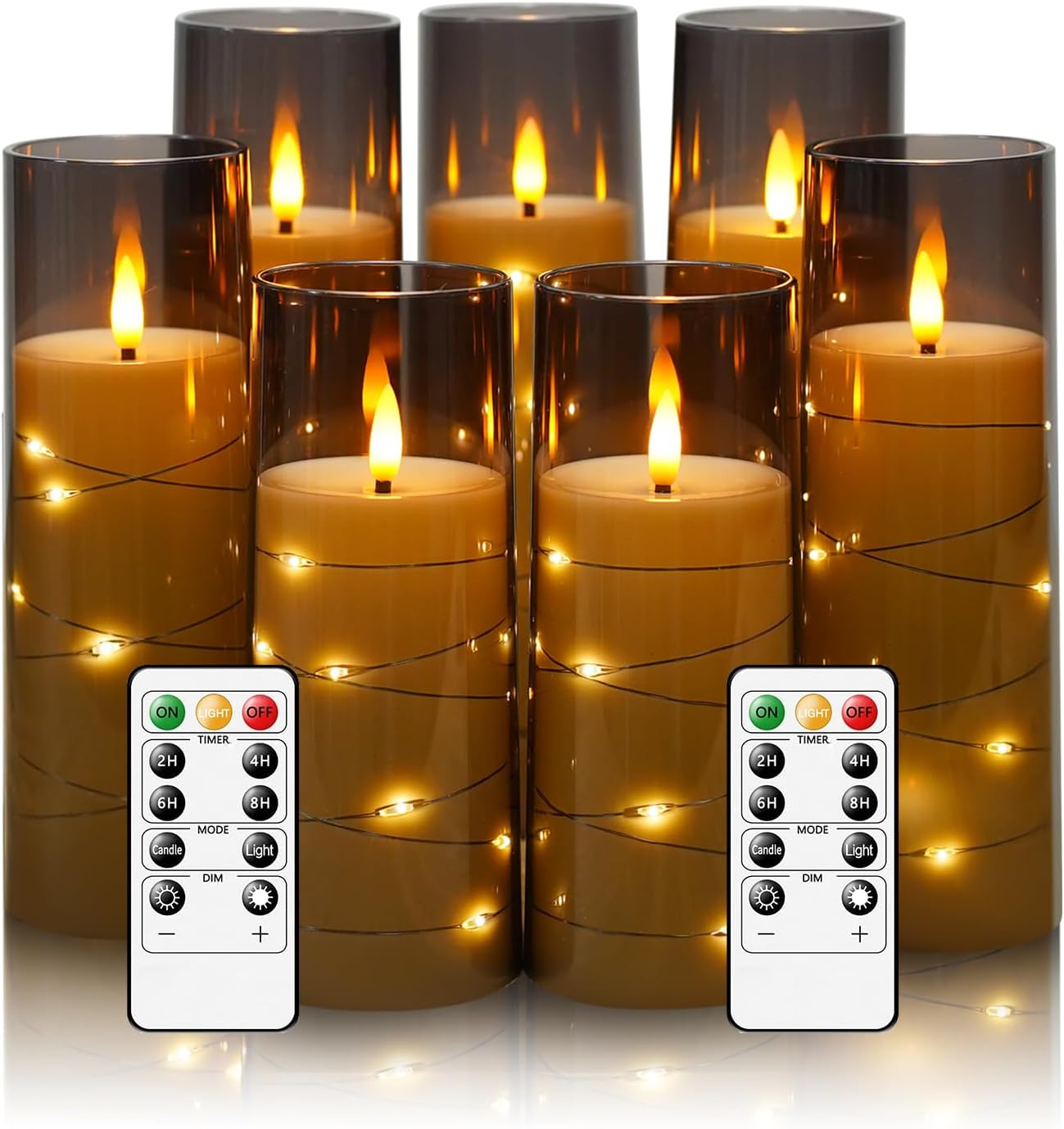 Flameless Candles with Embedded Star String, Battery Operated LED Pillar Candles...