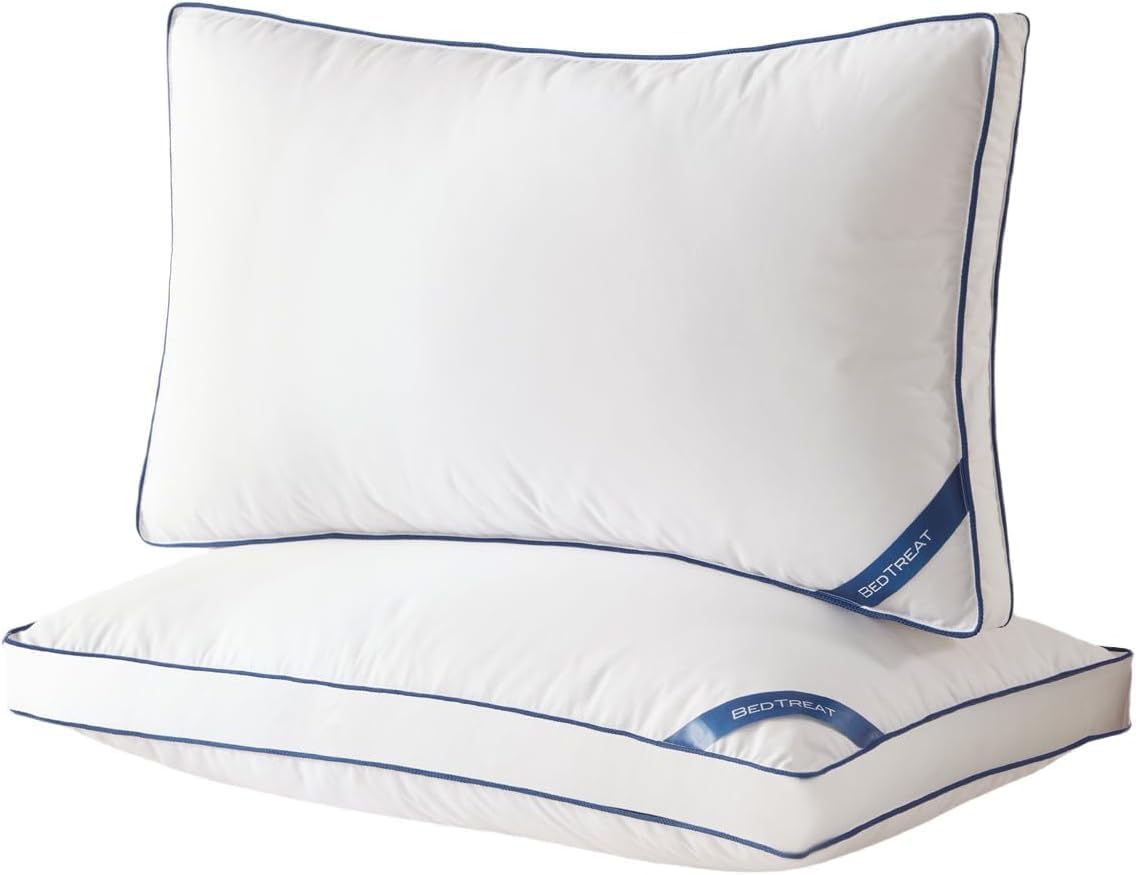 BedTreat Goose Down Pillows Twin Size Set of 2,Hotel Feather Pillows with Organi...