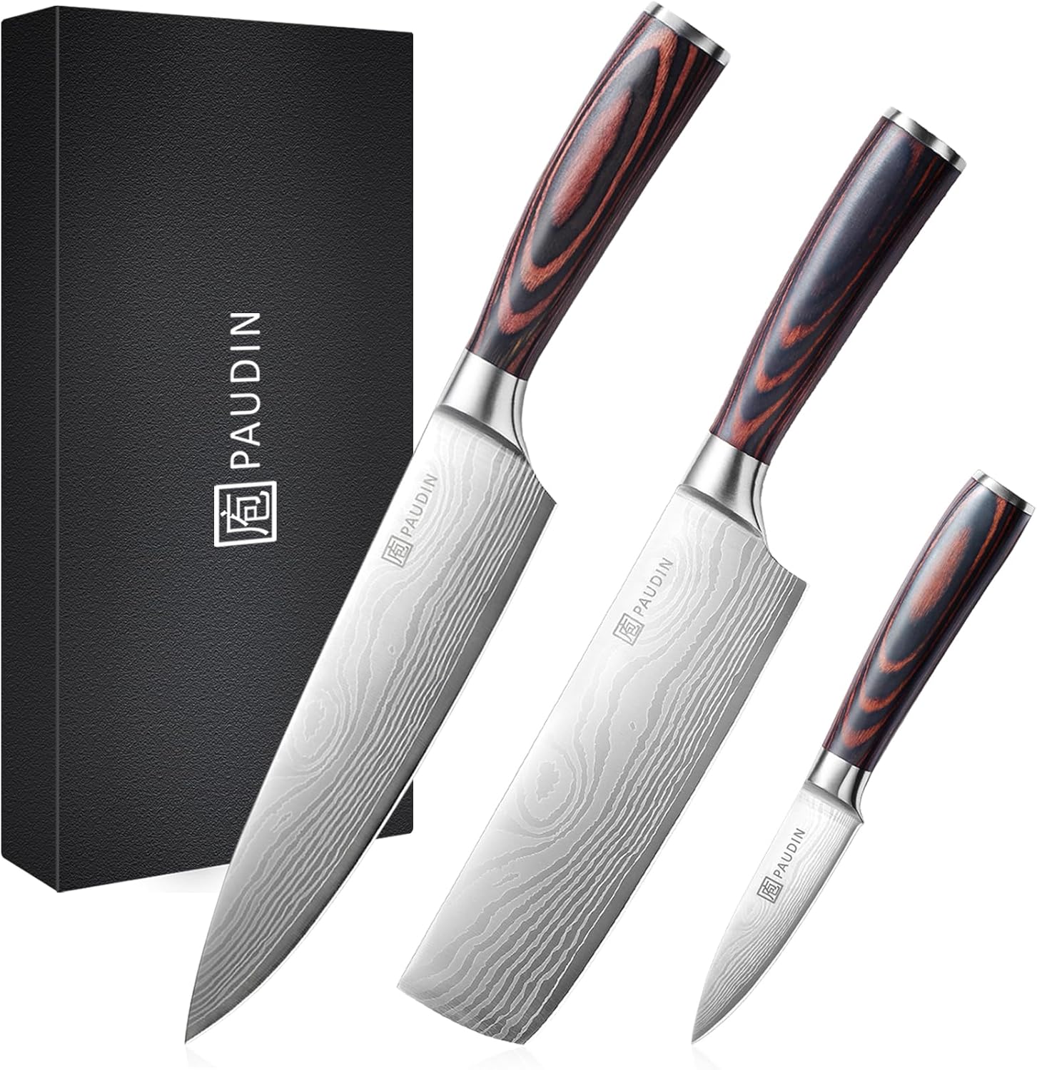 PAUDIN Kitchen Knife Set, 3 Piece High Carbon Stainless Steel Professional Chef...