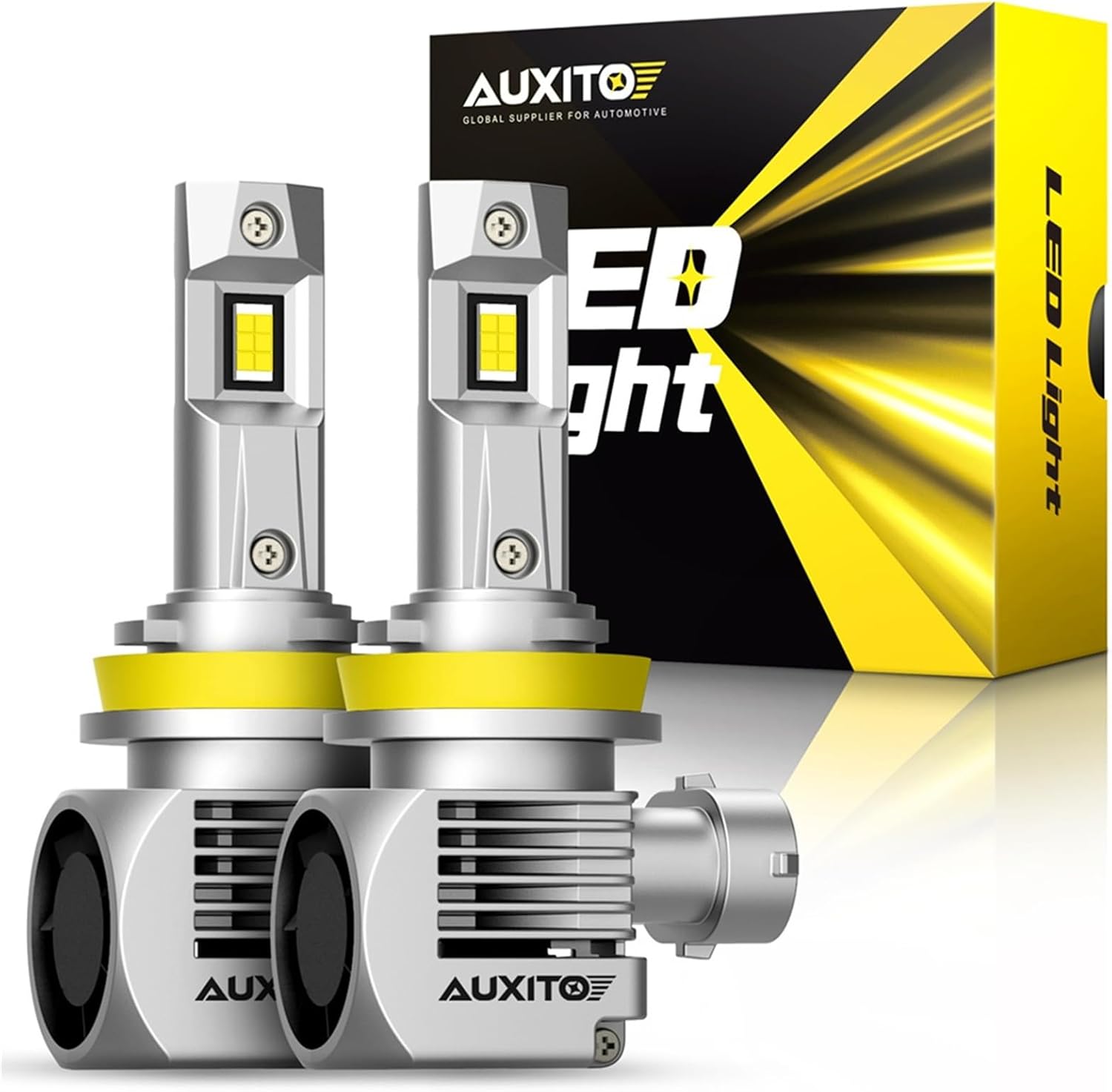 AUXITO H11L/H9/H8 Light Bulbs, 9X Brighter, 6000K Xenon White, 99% Compatibility...