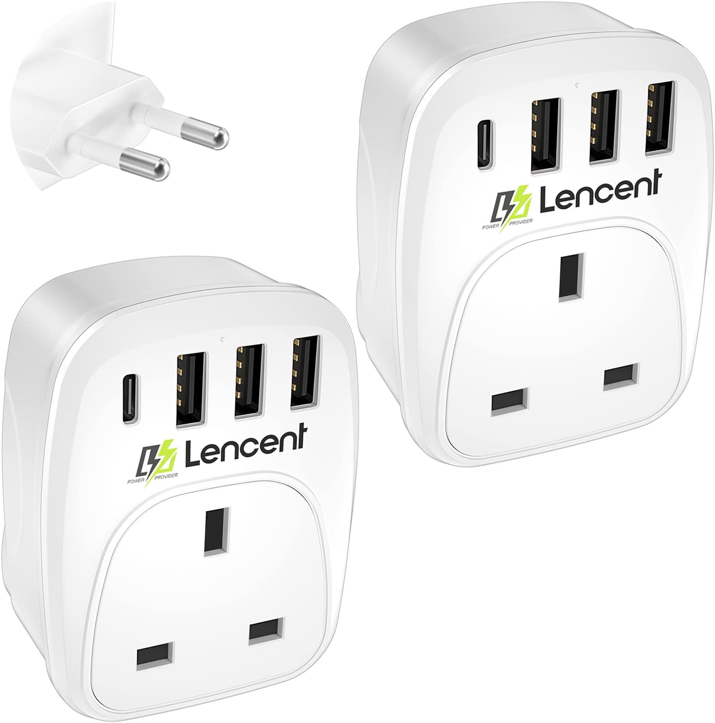LENCENT 2 Packs UK to EU Euro Europe Plug Adapter,...