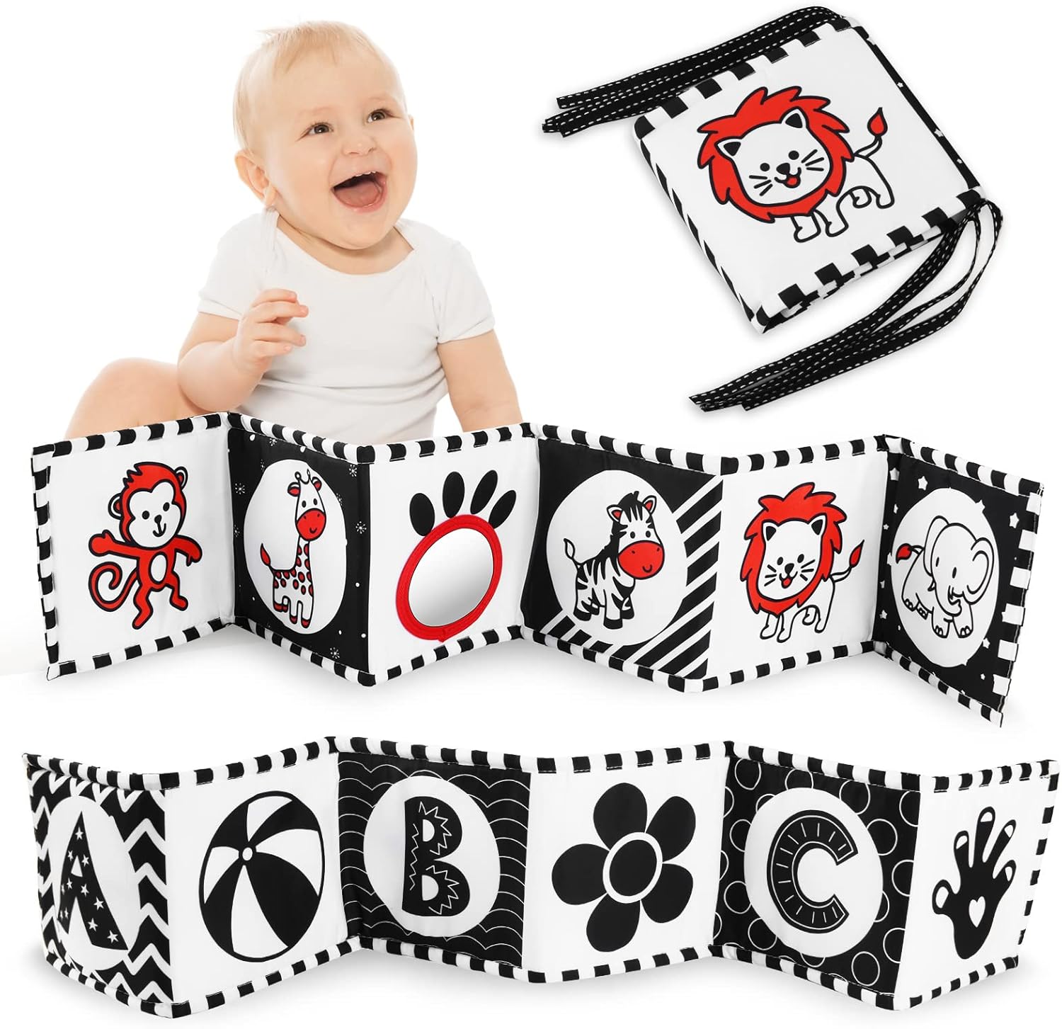 Vicloon Baby Soft Books, Black and White Baby Bath Cloth Book, High Contrast Fol...