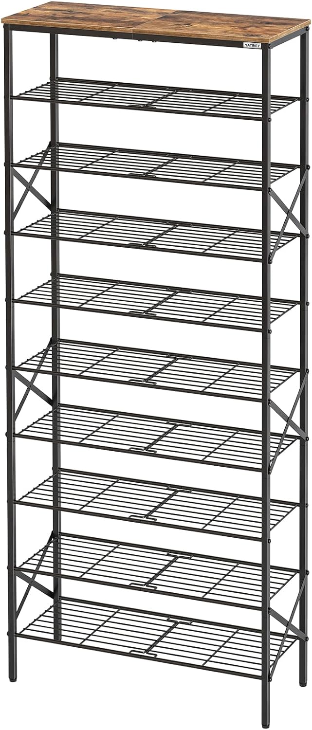 10 Tier Shoe Rack, Shoe Storage Organizer, Large Capacity Shoe Shelf Holds 40 Pa...