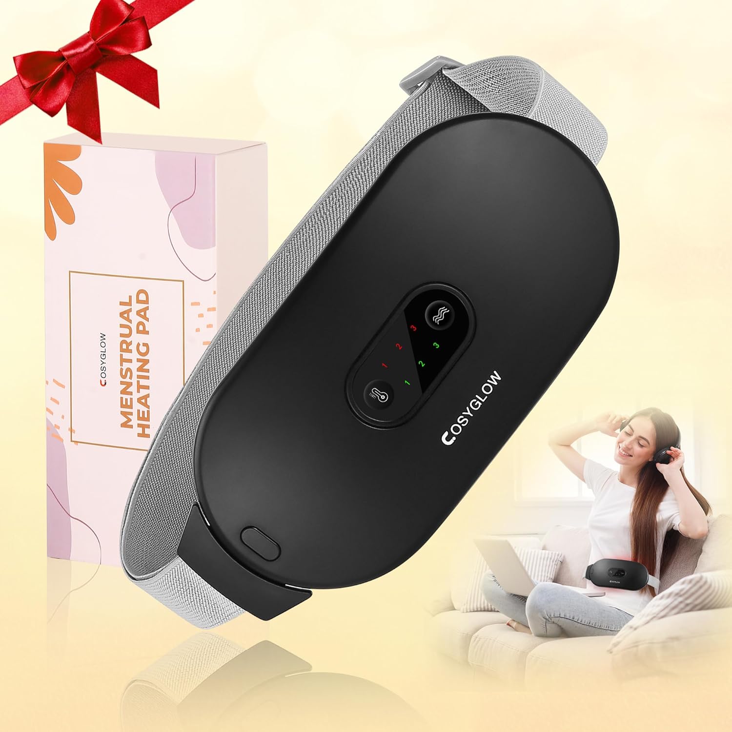 Portable Cordless Heating Pad Cramps:COSYGLOW 6 Heat Levels 6 Massage Modes,FSA...