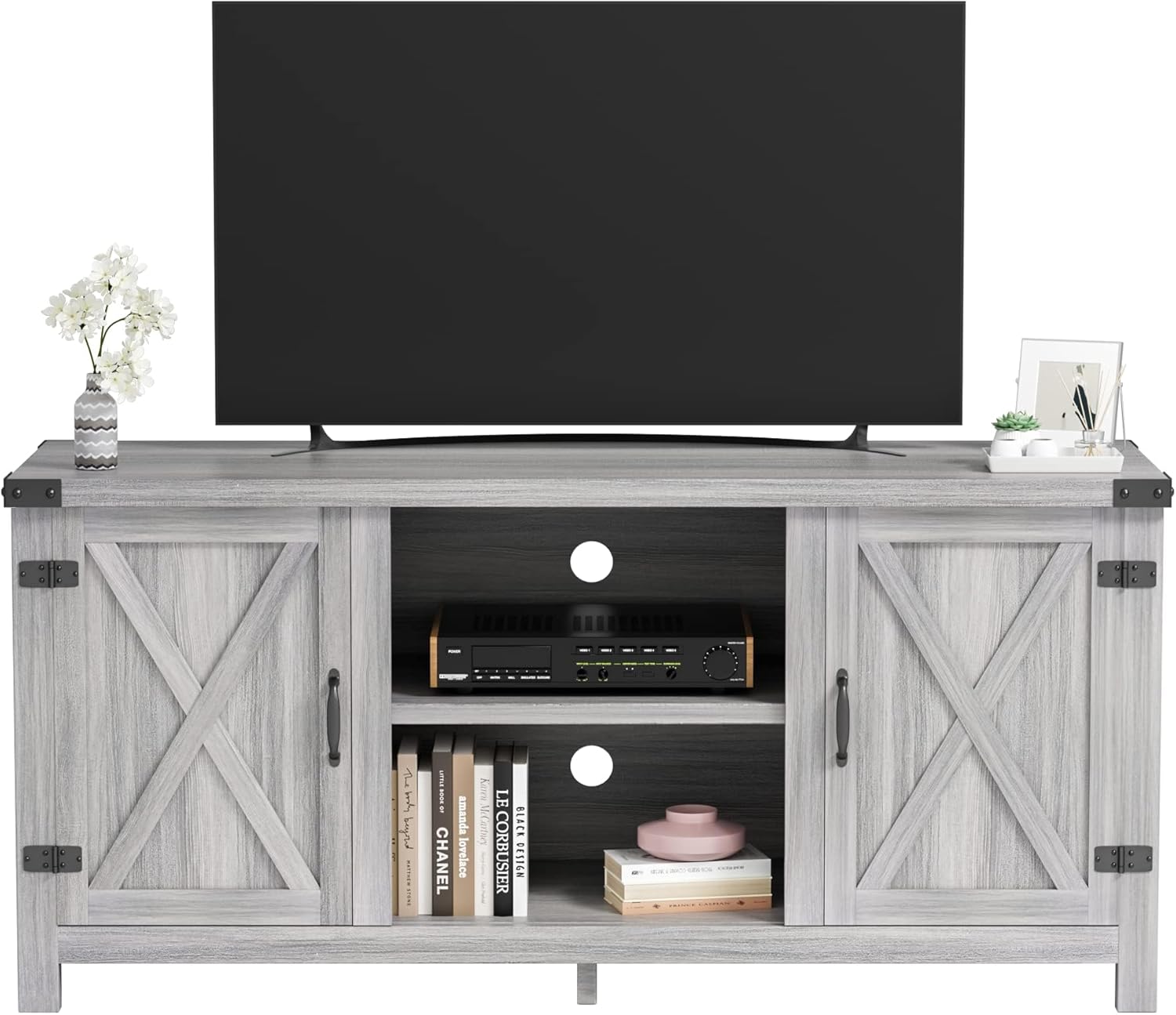JUMMICO TV Stand, 65 Inch TV Farmhouse Entertainment Center with Double Barn Doo...