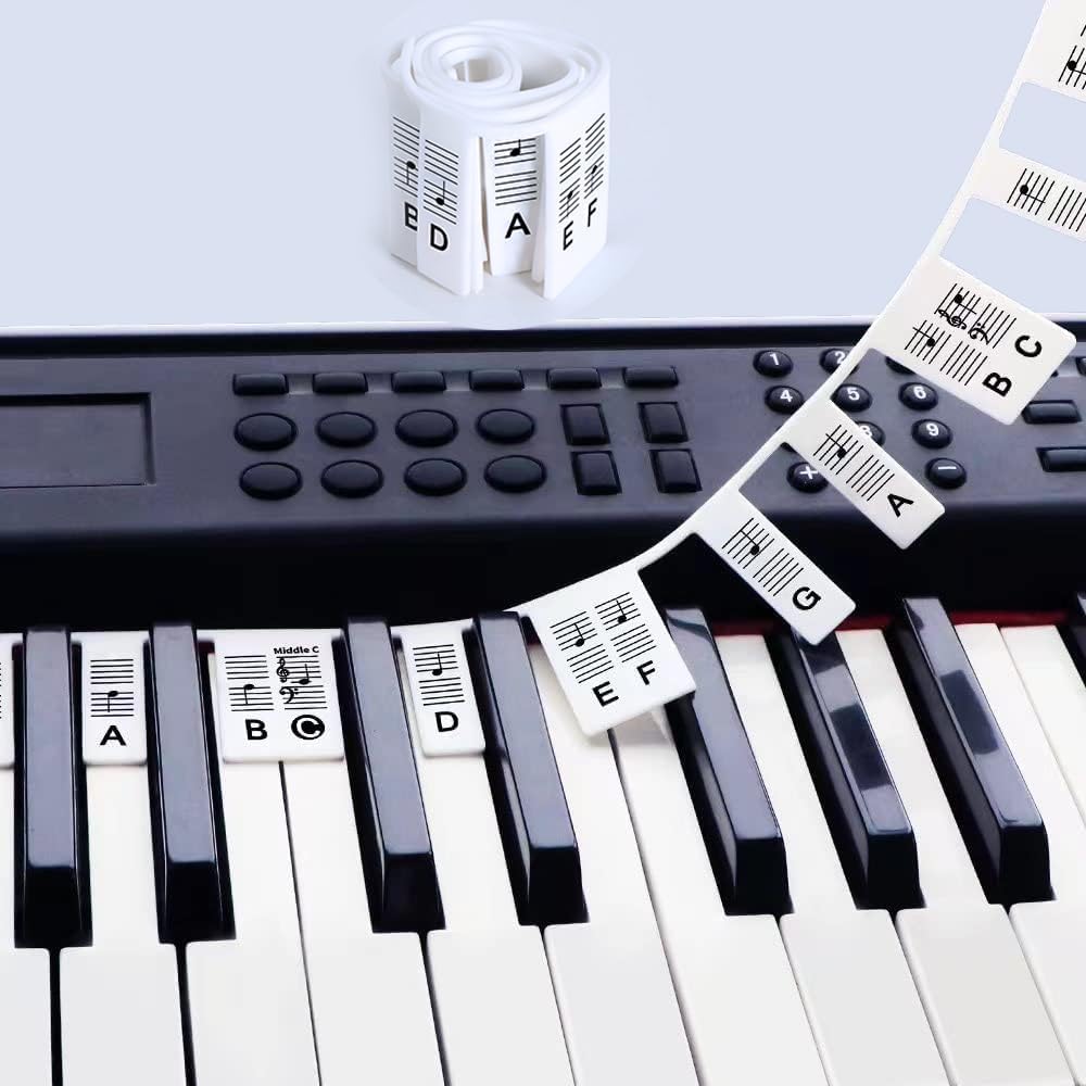 Removable Piano Keyboard Note Labels for 88 Key Full Size Silicone Reusable No N...