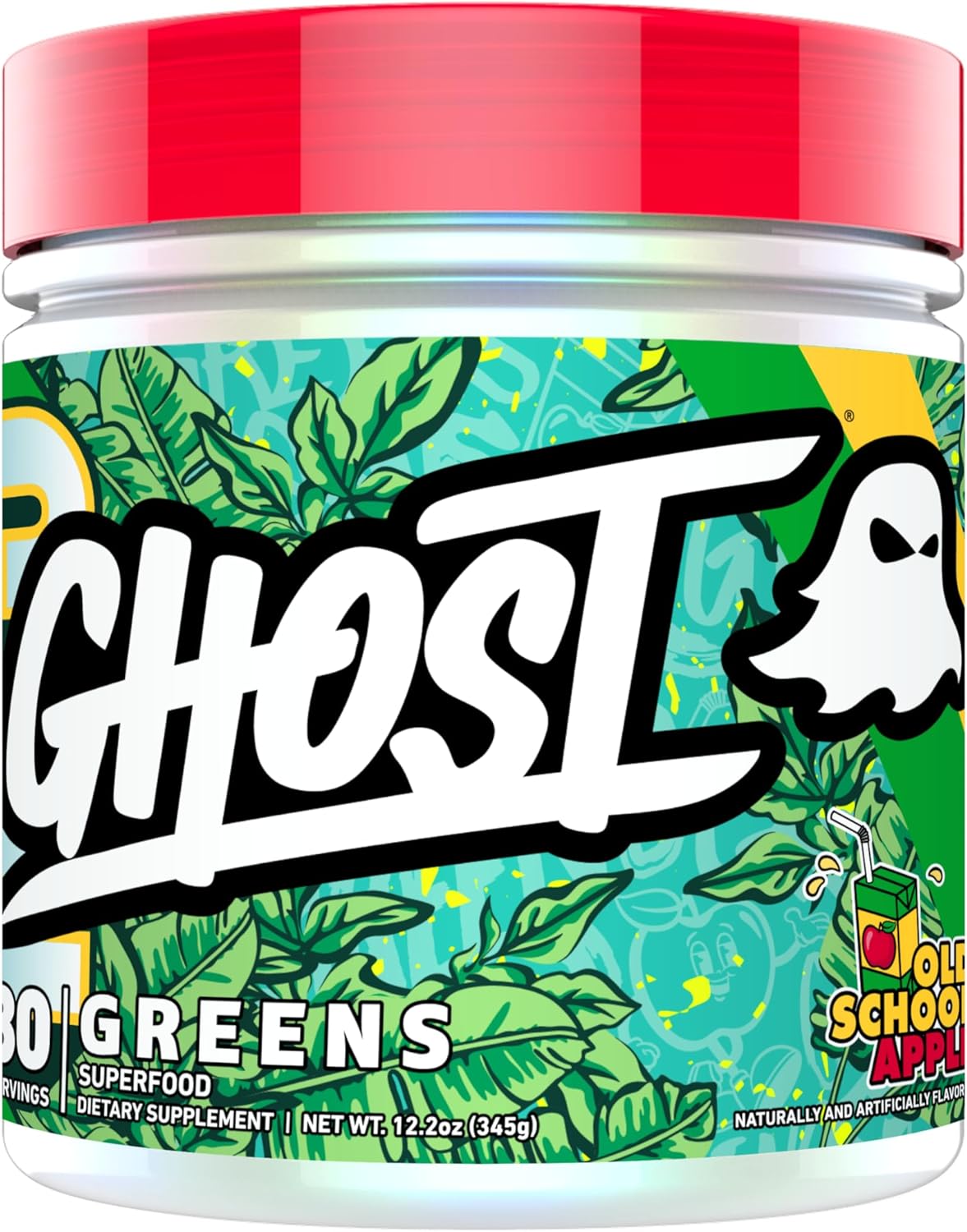 GHOST Greens Superfood Powder, Old School Apple - 30 Servings - 19 Super Greens...