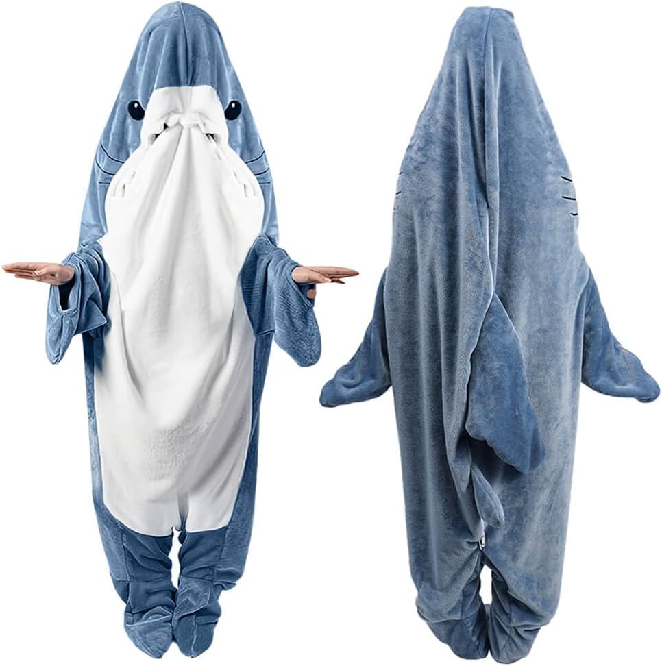 Shark Blanket Hoodie Onesie Adult & Kid, Shark Onesie Pajamas, Shark Costume, Sh...