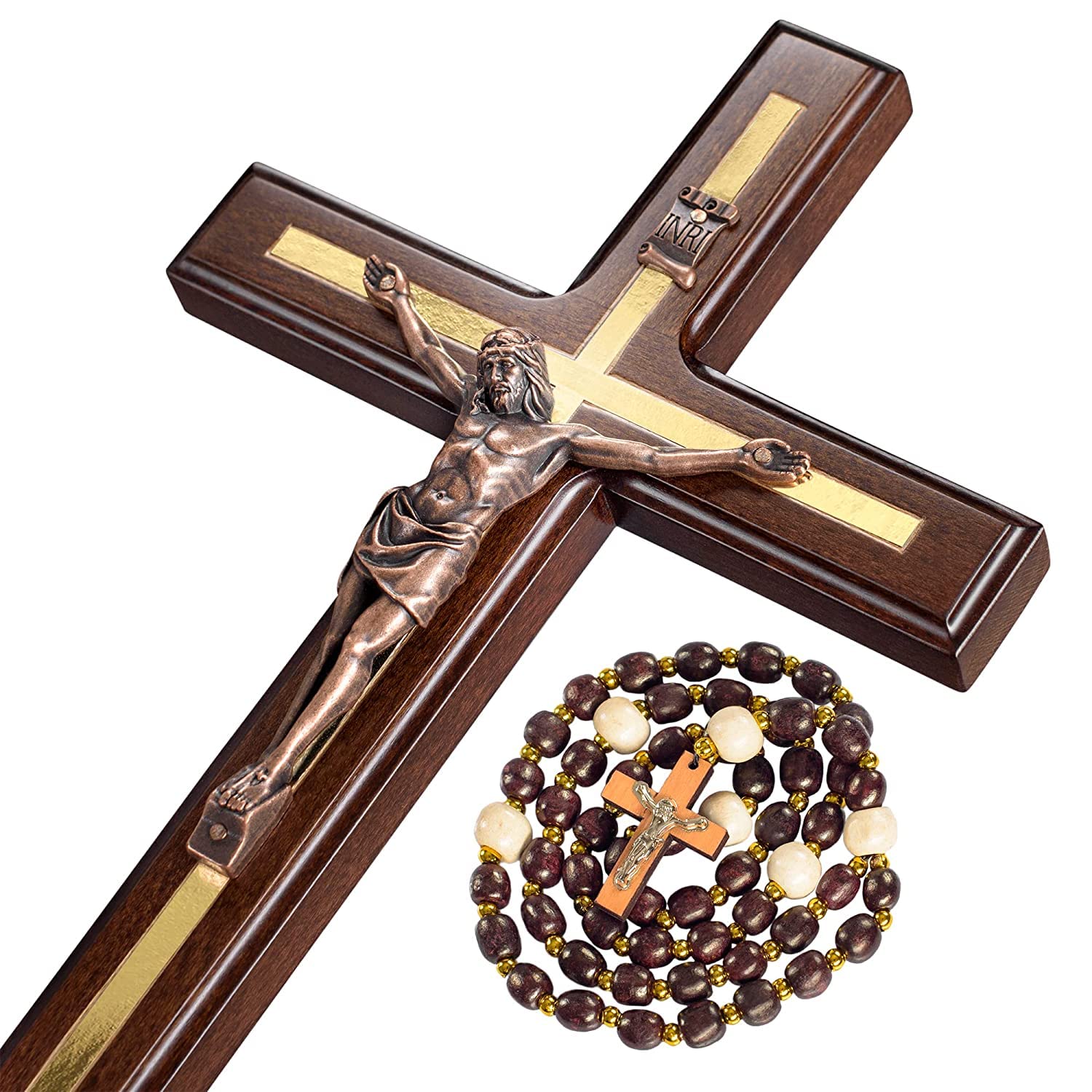 Asterom Crucifix Wall Cross - Handmade Wood Cross Wall Decor - Catholic Crucifix...