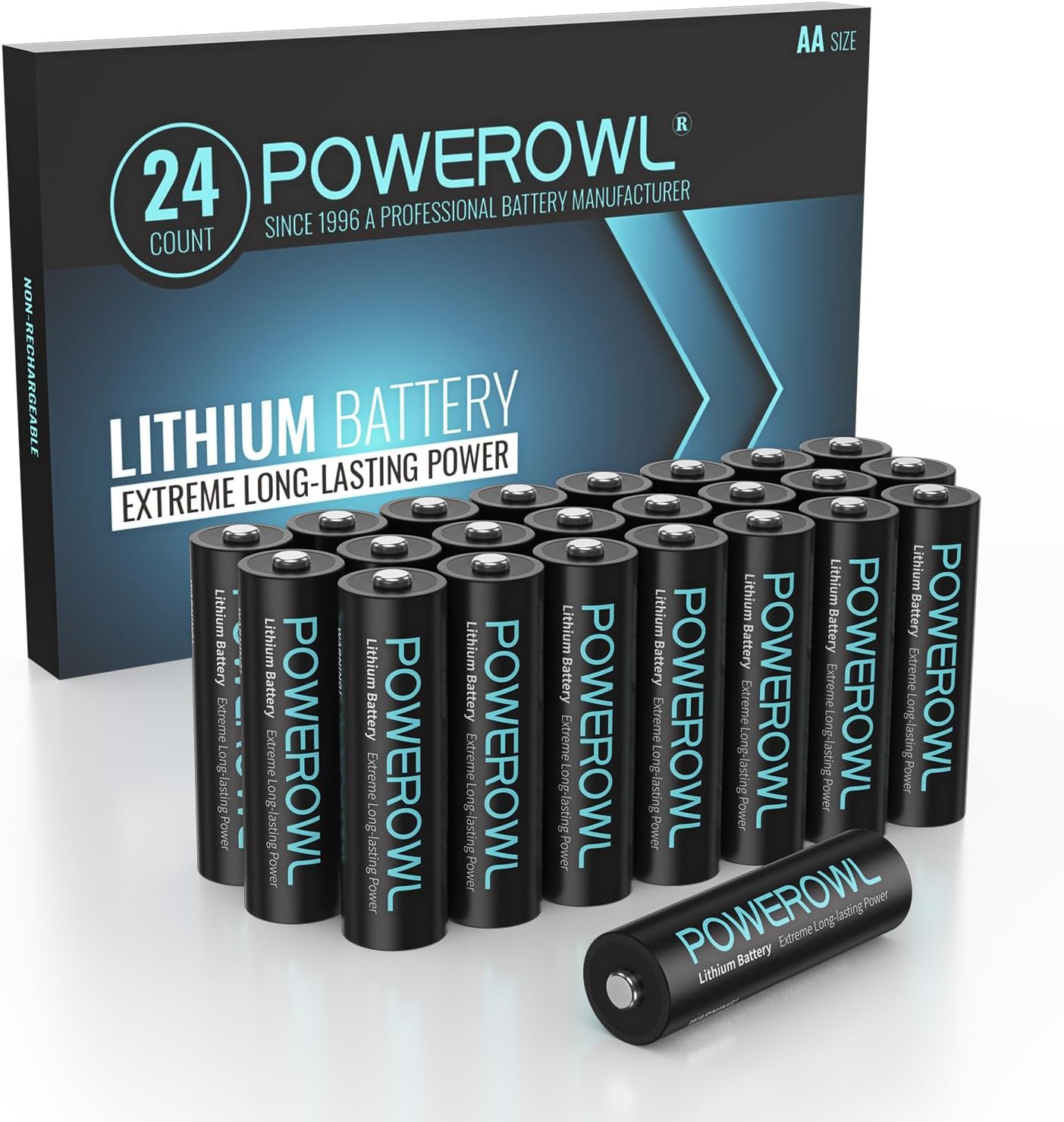 POWEROWL Lithium Batteries AA 24 Count High Capacity Long Lasting, 1.5V Double A...