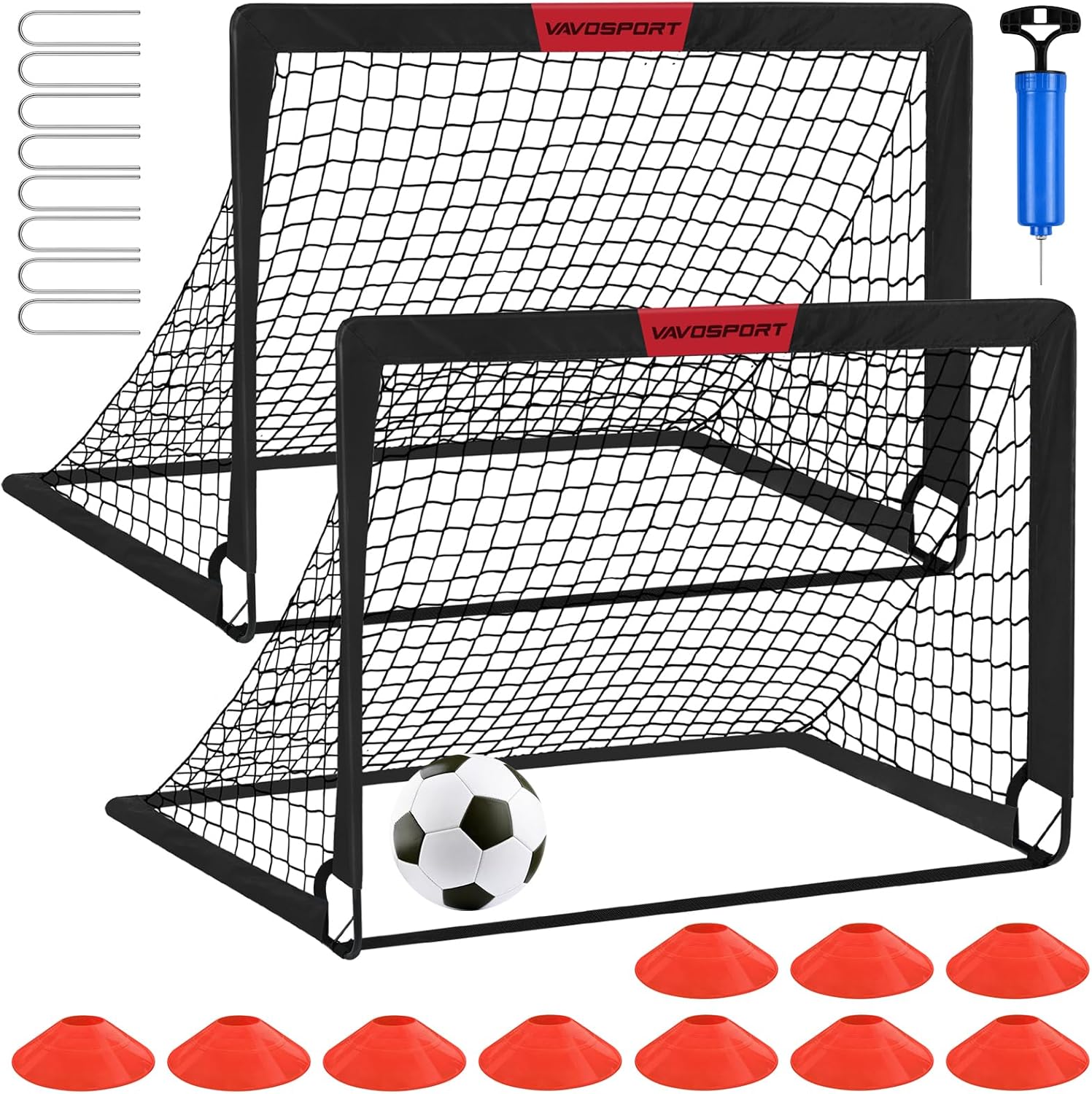 Kids Soccer Goals for Backyard Set - 2 of 4' x 3' Portable Soccer Goal Training...
