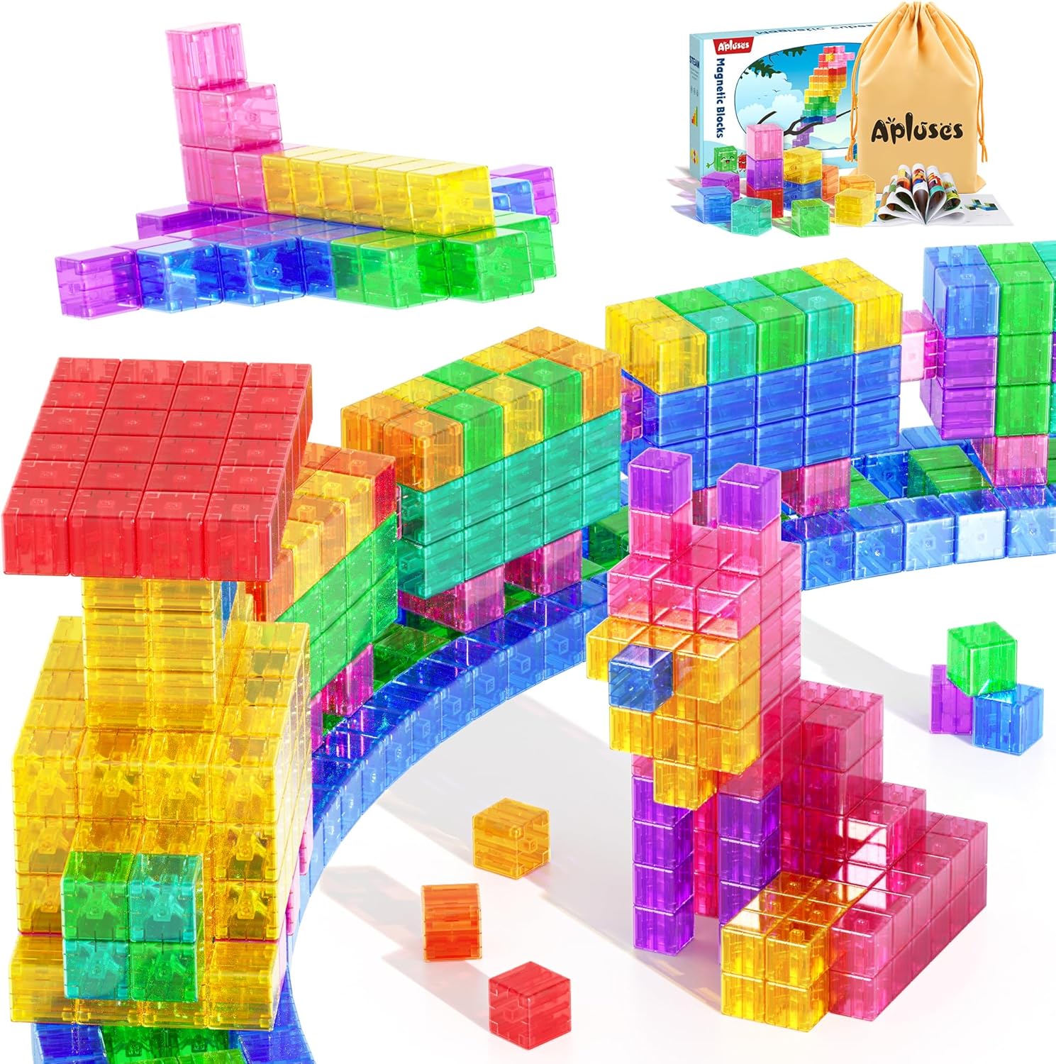 45PCS Magnetic Blocks - Transparent Magnetic Cubes, Toddler Boy Toys, Magnetic B...