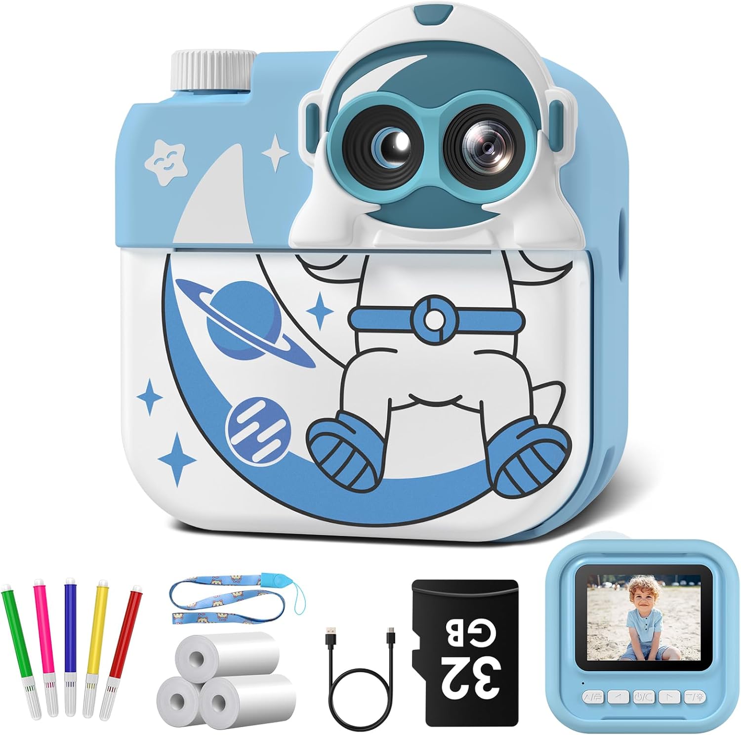 Gofunly Kids Camera Instant Print, 2.4'' Instant Camera for Kids with 32G Card &...