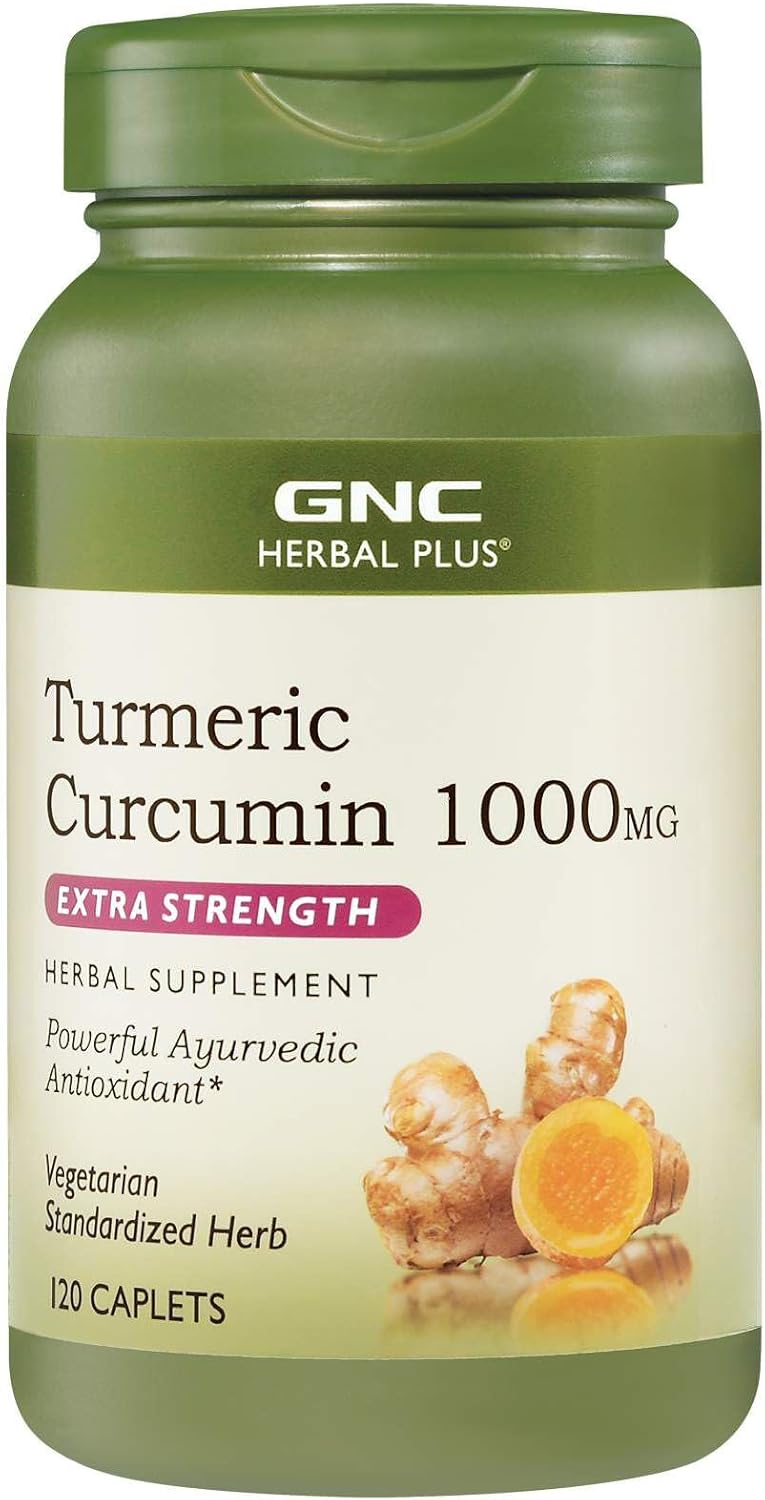 GNC Herbal Plus Turmeric Curcumin 1000mg Extra Strength, 120 Caplets, Provides A...