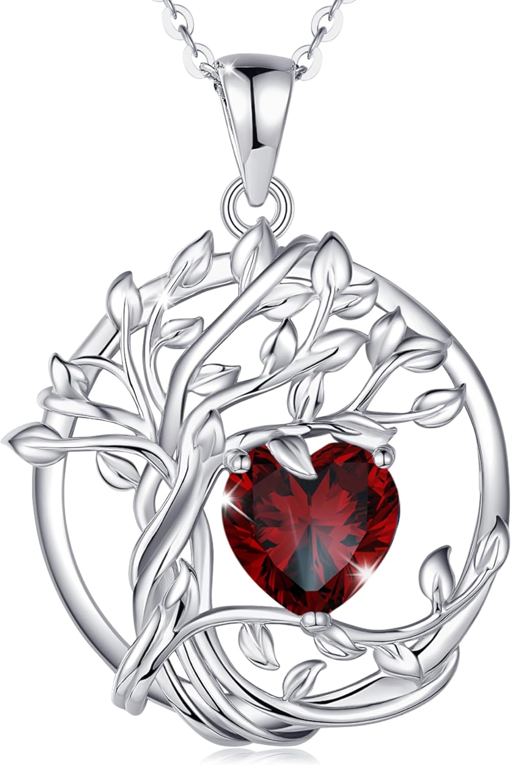 FANCIME Tree of life Birthstone necklace Sterling Silver Pendant Birthstone Neck...