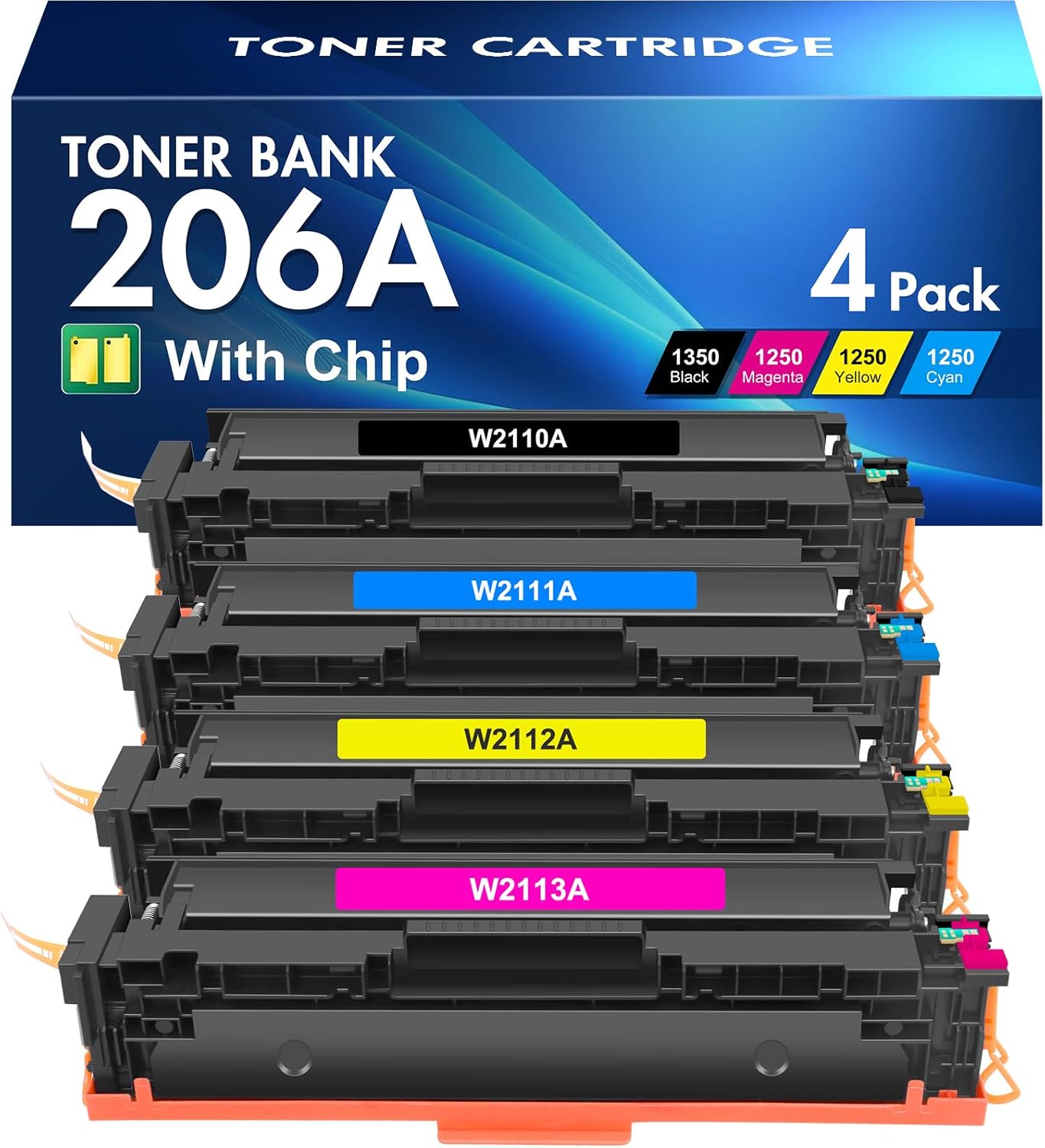 206A Toner Cartridges 4 Pack M283fdw M283cdw Set Compatible Replacement for HP 2...
