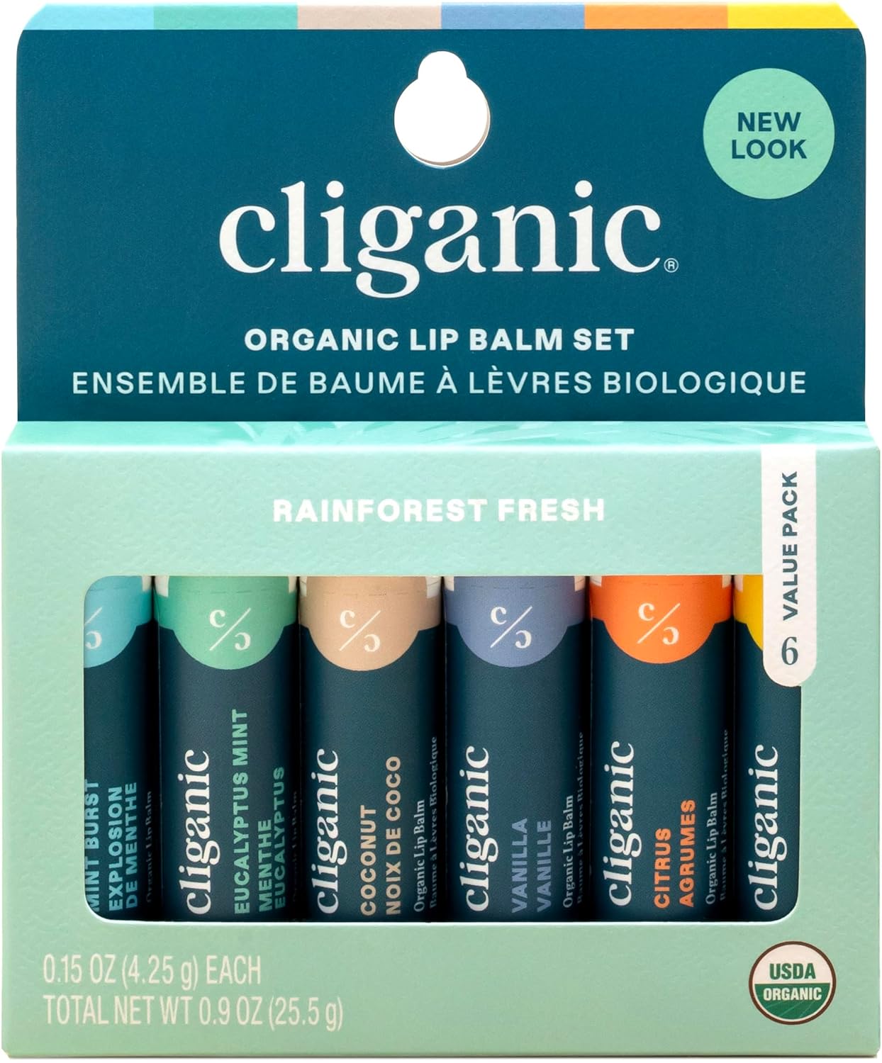 Cliganic USDA Organic Lip Balm Set - 6 Flavors - 100% Natural Moisturizer for Cr...