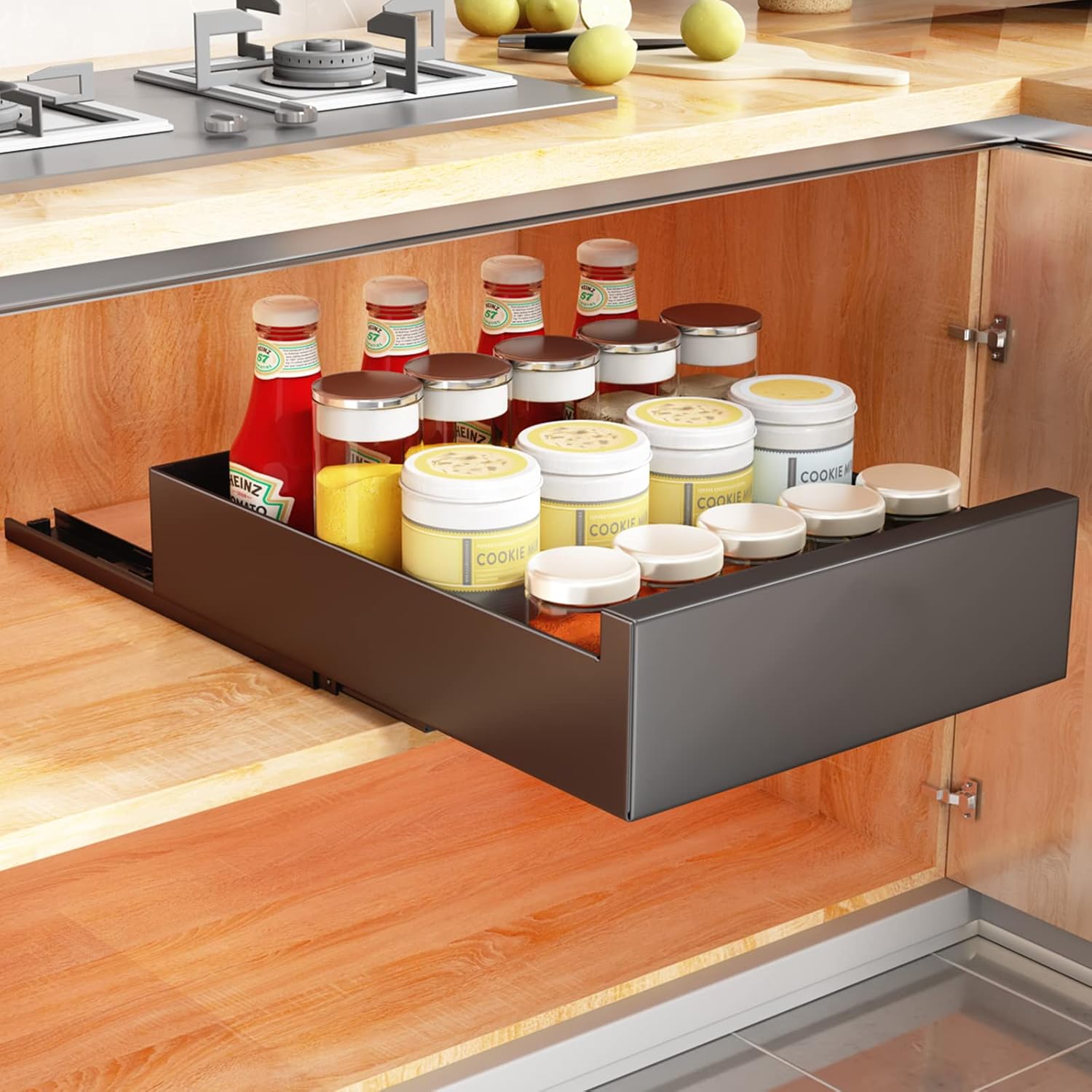 SAYZH Pull Out Cabinet Organiser, Slide Out Drawer for Kitchen Cupboard, (30 CM...