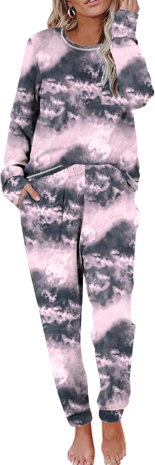 Ekouaer Pajamas Women's Long Sleeve Pj Set Soft 2 Piece Loungewear Sleepwear wit...