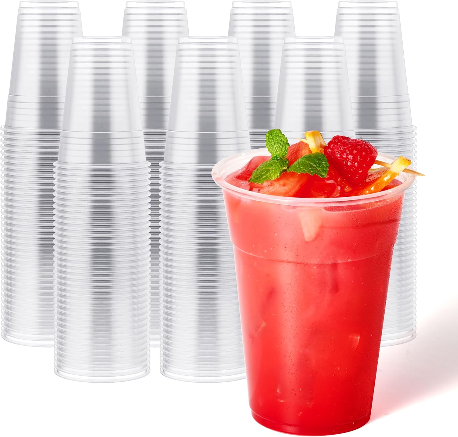 JOLLY CHEF 390 Pack 16 oz Clear Plastic Cups,Disposable Cups Drinking Cups for I...