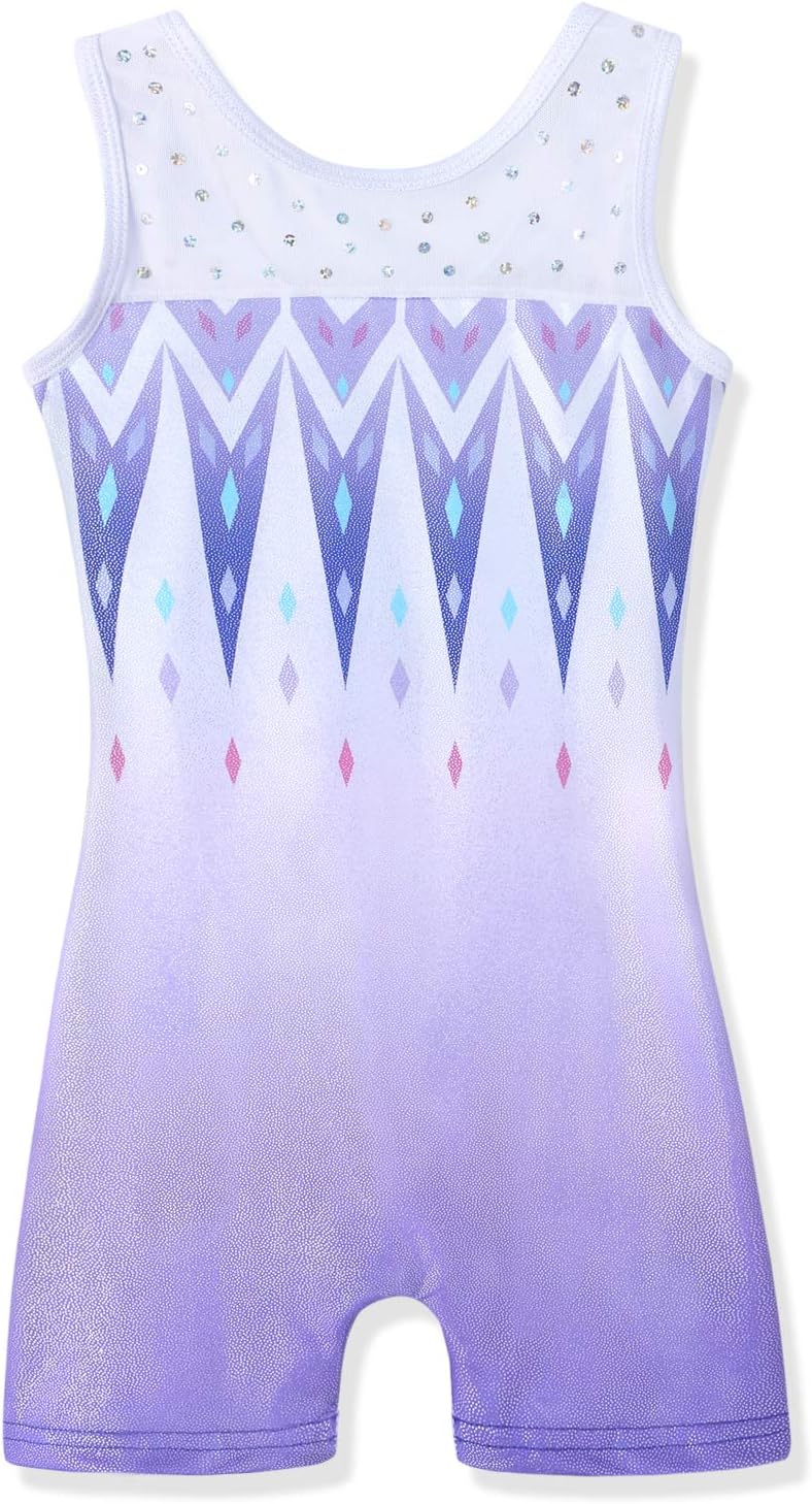 HOZIY Leotards for Girls Gymnastics Kids Children Biketard Snowflake Ribbon Blue...