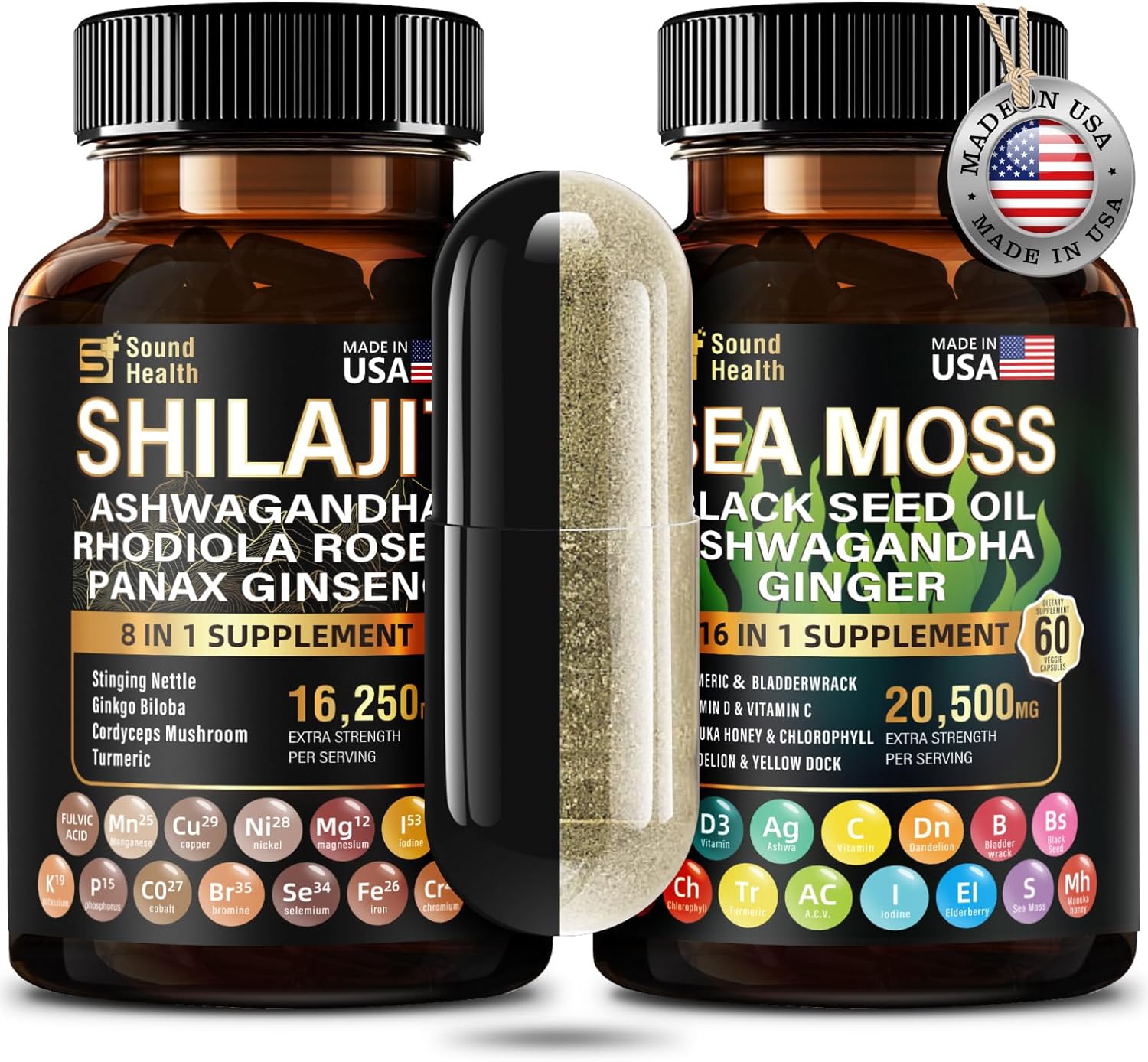 Wild Organic Irish Sea Moss and Shilajit - 8000mg Sea Moss, 10000mg Shilajit, As...