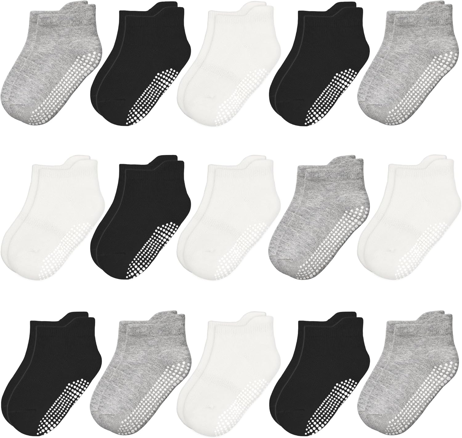 HYCLES Non-Slip Toddler Socks 15 Pairs Non Skid Low Cut Socks for 1-7 Years Anti...