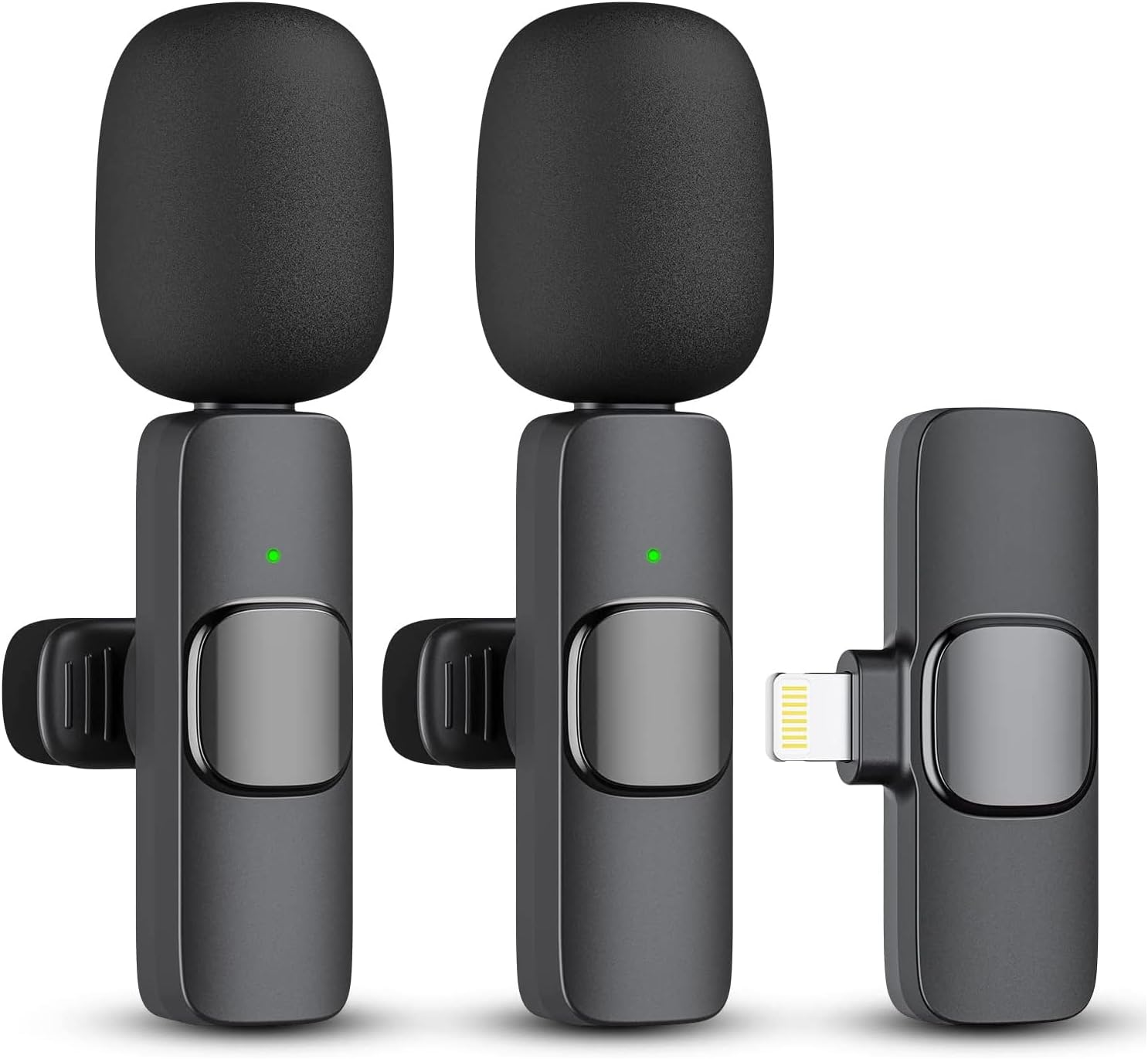 2 Pack Professional Wireless Lavalier Microphone for iPhone iPad, Lapel Mics Plu...