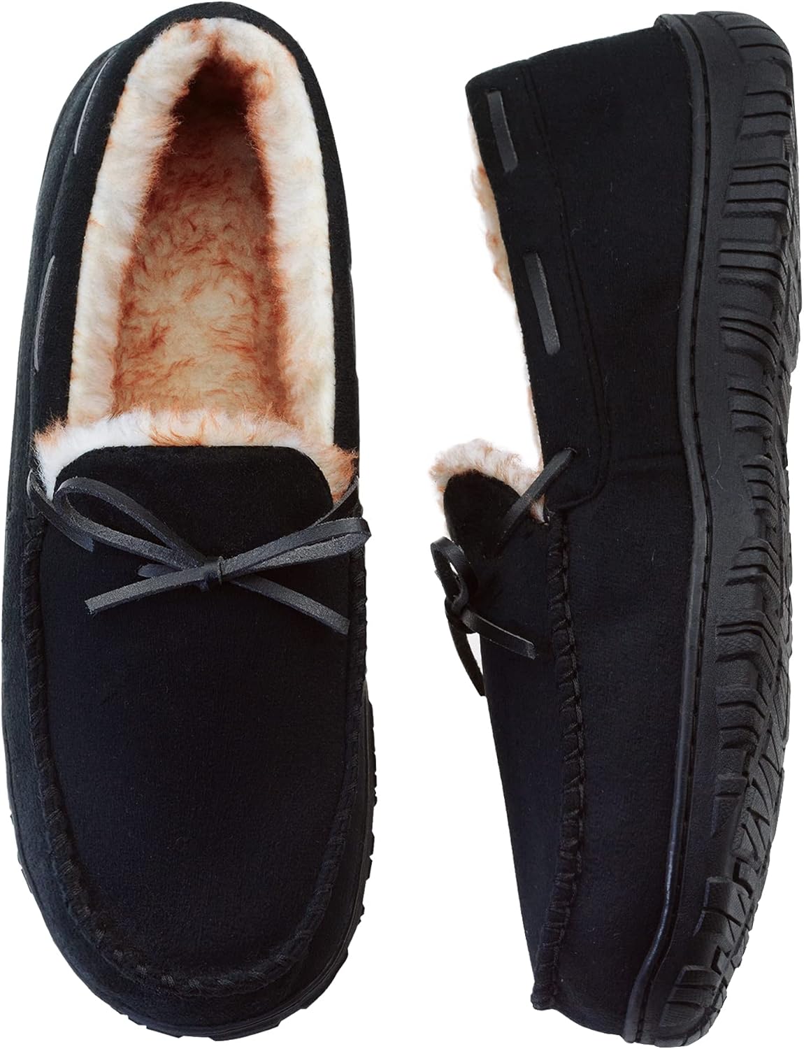 VLLy Mens Slippers Moccasins with Plush Lined Cozy House Bedroom Shoes for Men 1...