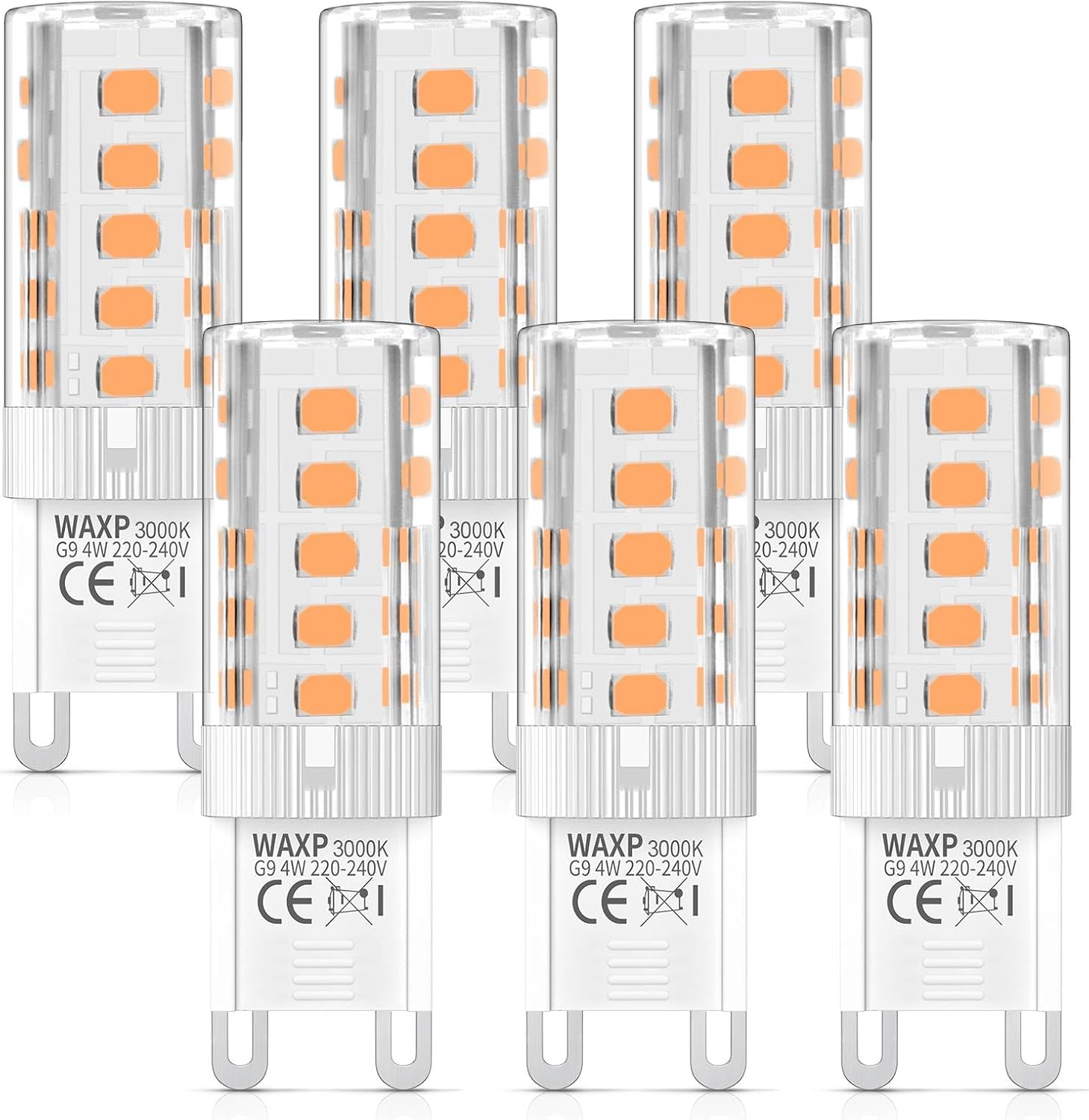 G9 LED Bulbs Warm White 4W, 3000K, Equivalent 40W G9 Halogen Light Bulbs, No Fli...