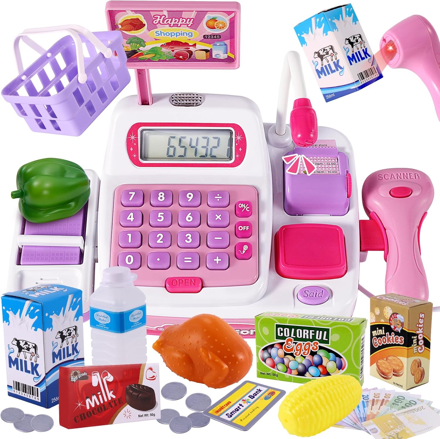 BUYGER 34 Pcs Kids Mini Childrens Toy Till for 3 Y...