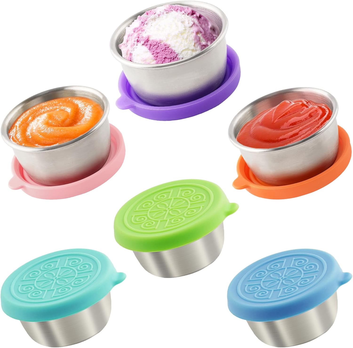 6x1.6 Oz Salad Dressing Containers With Lids, Small Leakproof Reusable Stainless...