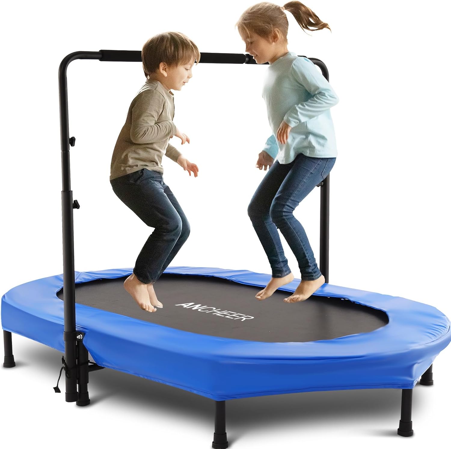 Kids Indoor Trampoline, ANCHEER 56" Foldable Mini Trampoline with 5 Level Adjust...