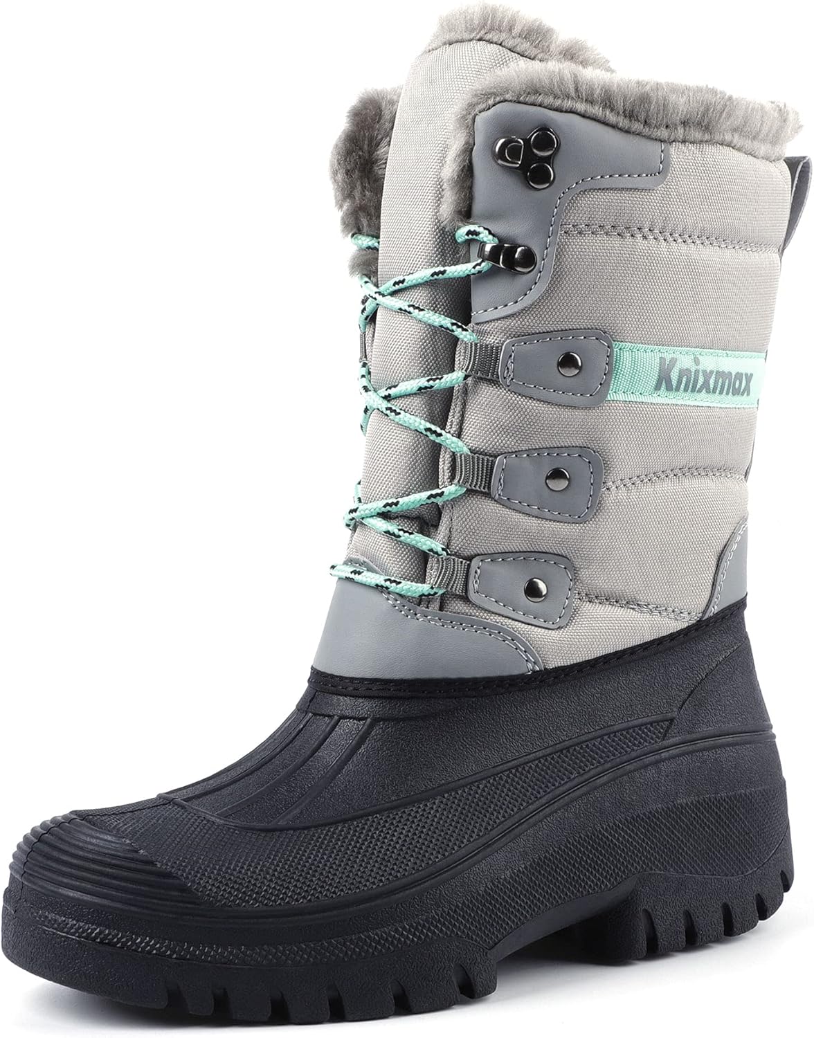 Knixmax Women's Men's Snow Boots Winter Shoes Waterproof Soles Fur Lined Lace-Up...