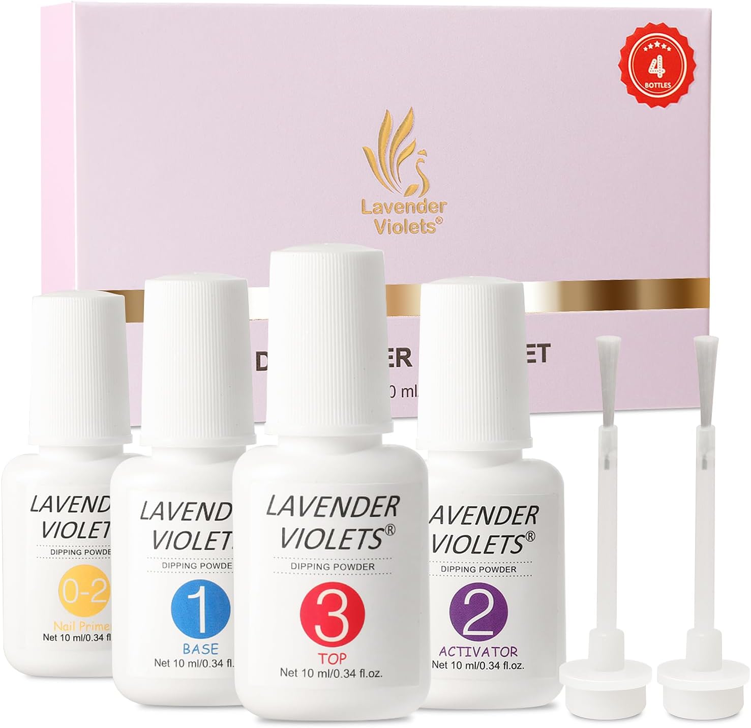 Lavender Violets Dip Powder liquid Set with Nail Primer, Activator Base Top Coat...