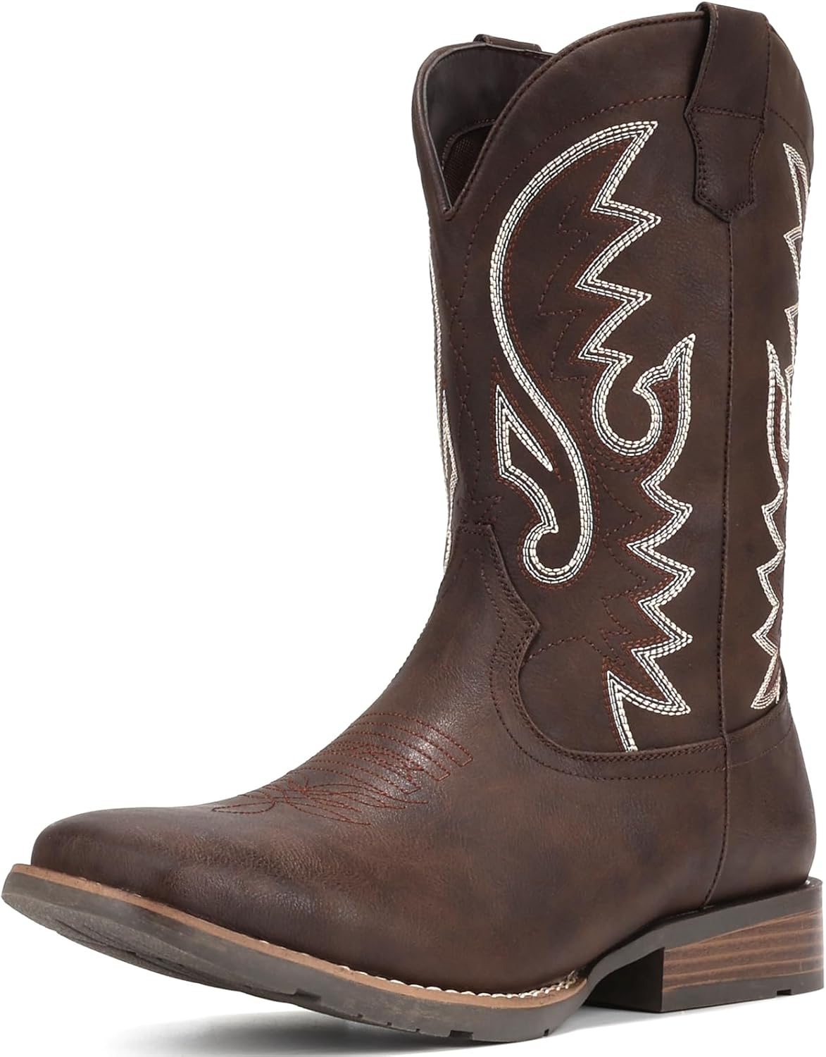 IUV Cowboy Boots For Men with Wide Square Toe Western Retro Boot Durable Classic...